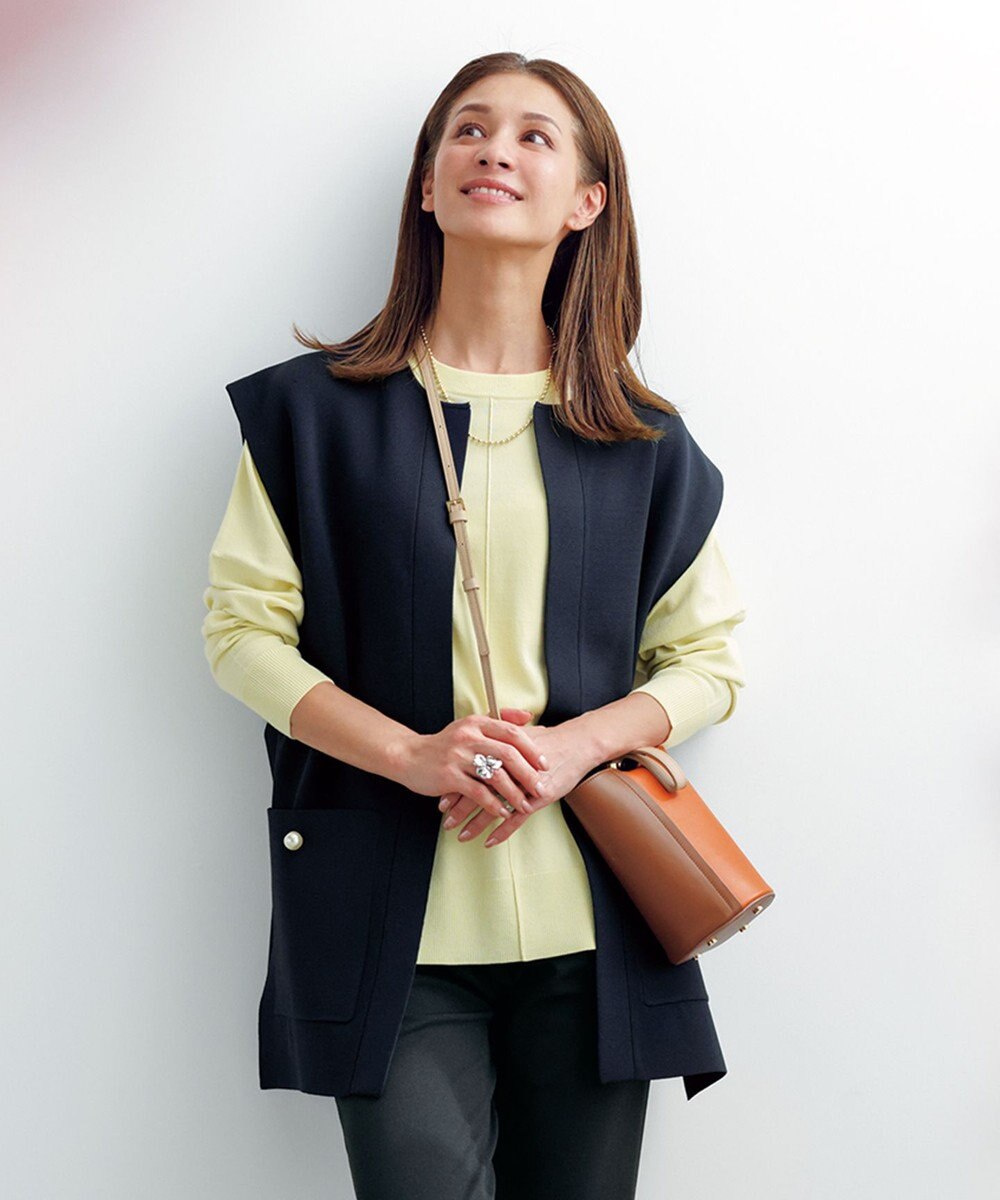 UNFILO 【抗菌防臭】スタイルアップニット　クルーネック 