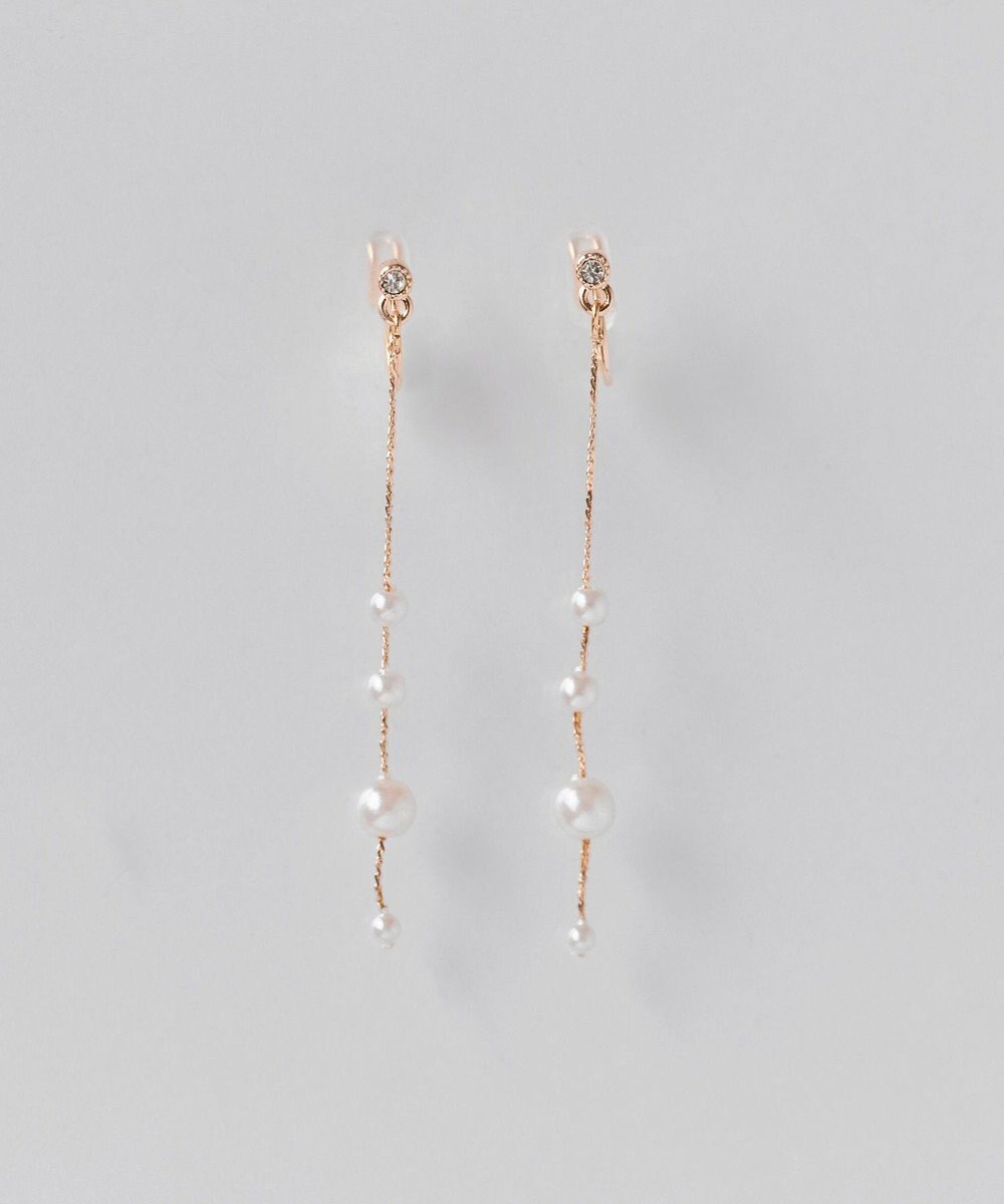 Phoebe 【金属アレルギー対応】【痛くないシリーズ】ドリッピングパールライトフィットイヤリング　シャンパンゴールド 