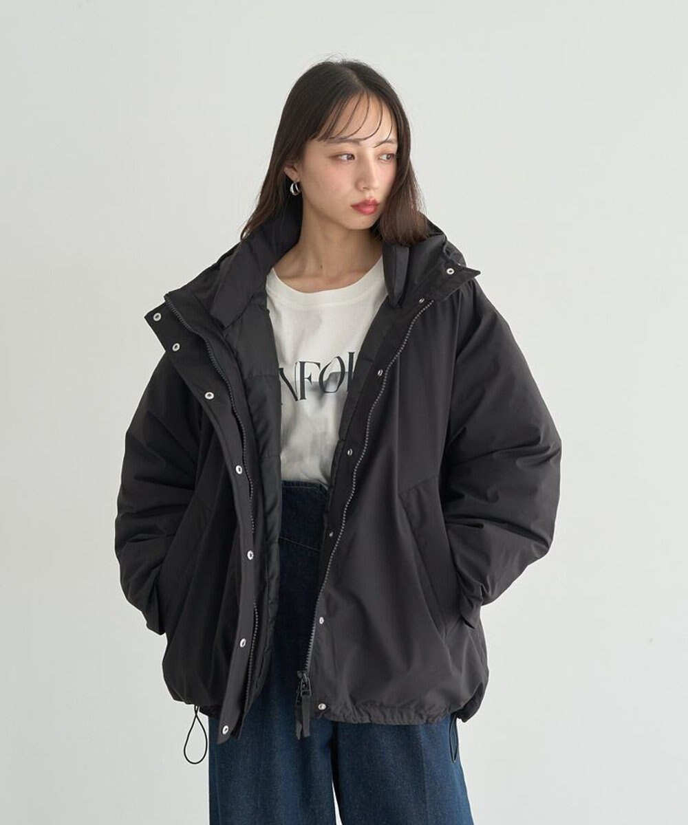 earth music&ecology フーデットパファーコート 