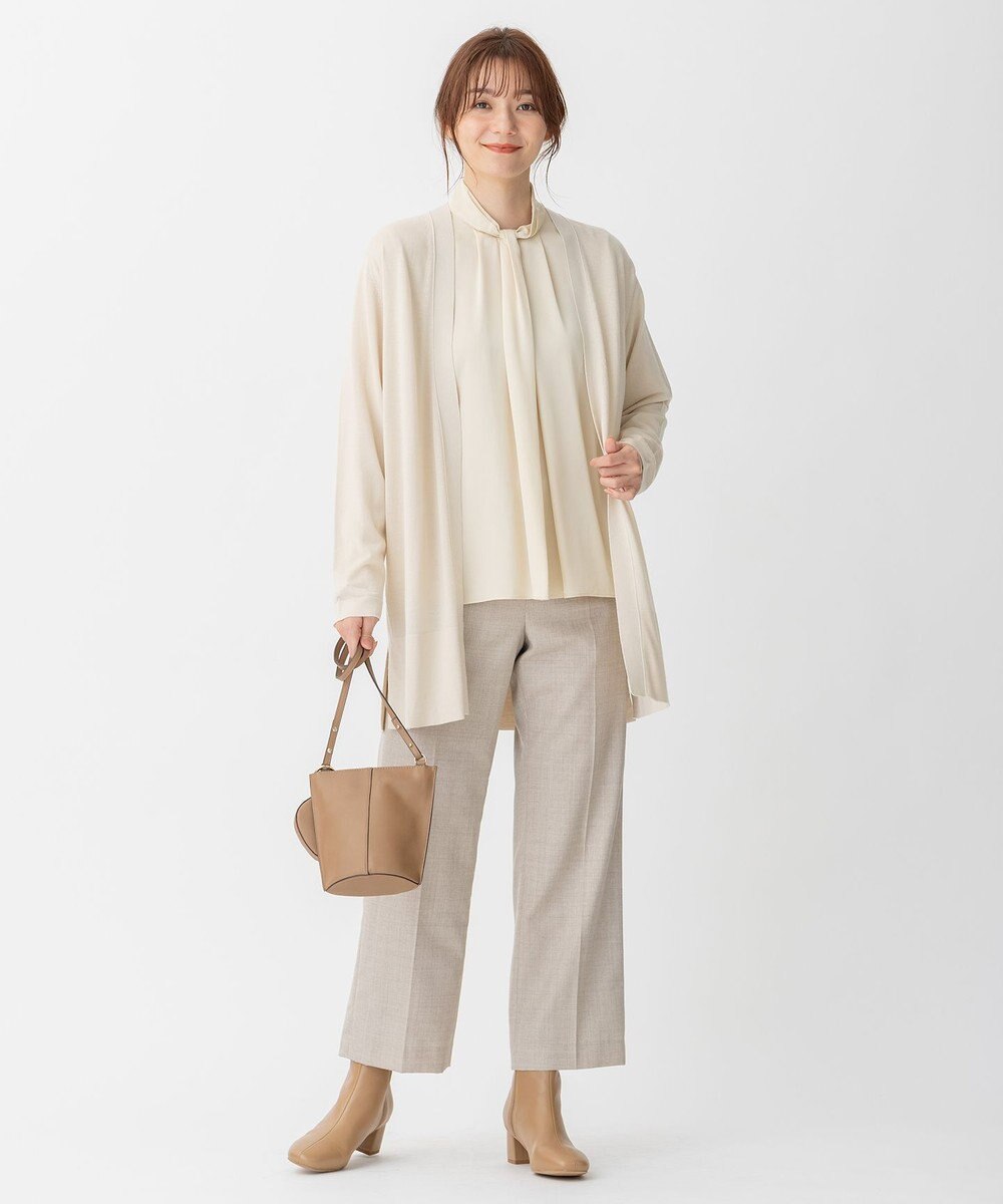 自由区 L 【洗える/UVケア/吸放湿性】シルクストレッチ ハイネックブラウス 