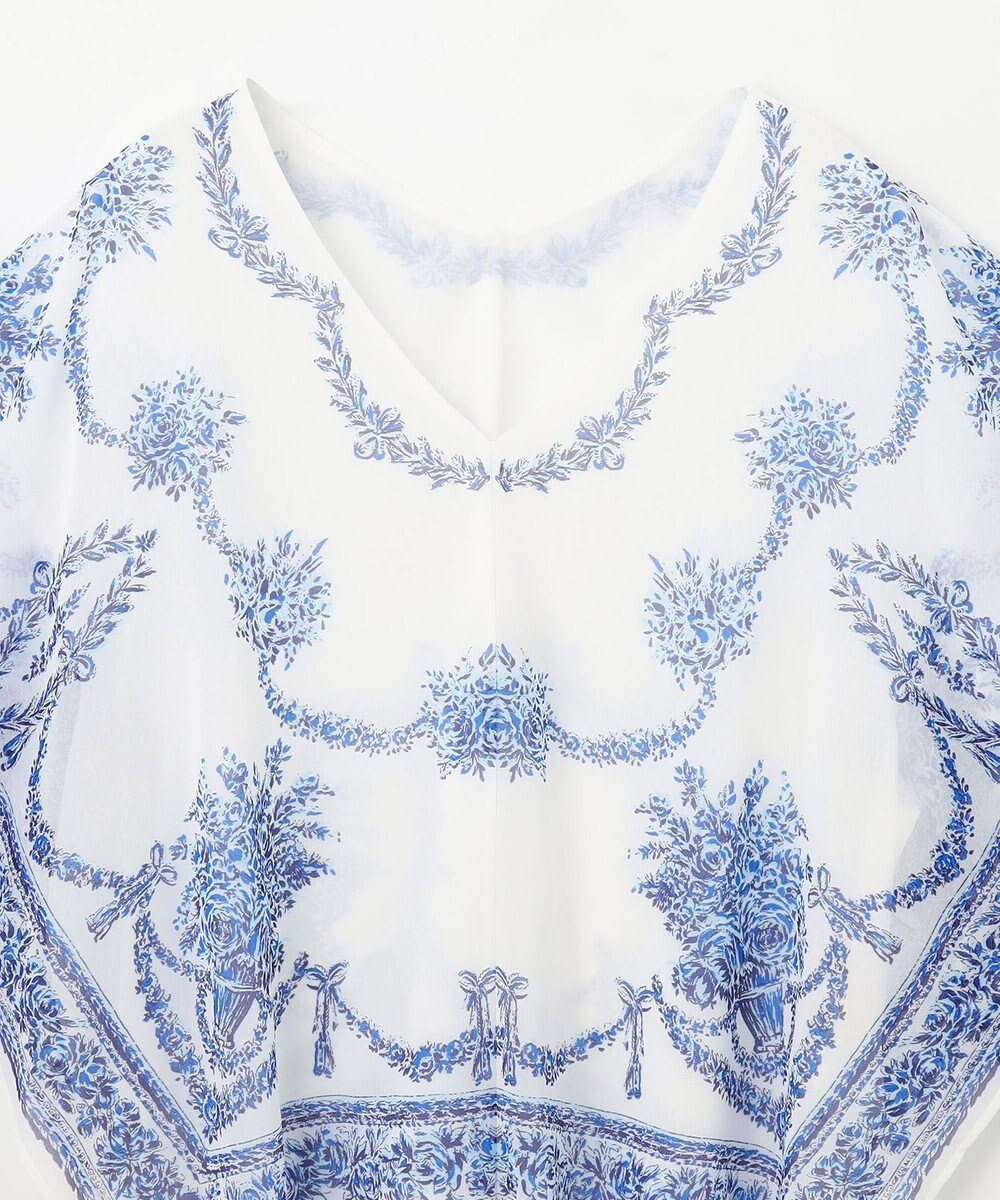 GRACE CONTINENTAL スカーフプリントポンチョトップ 