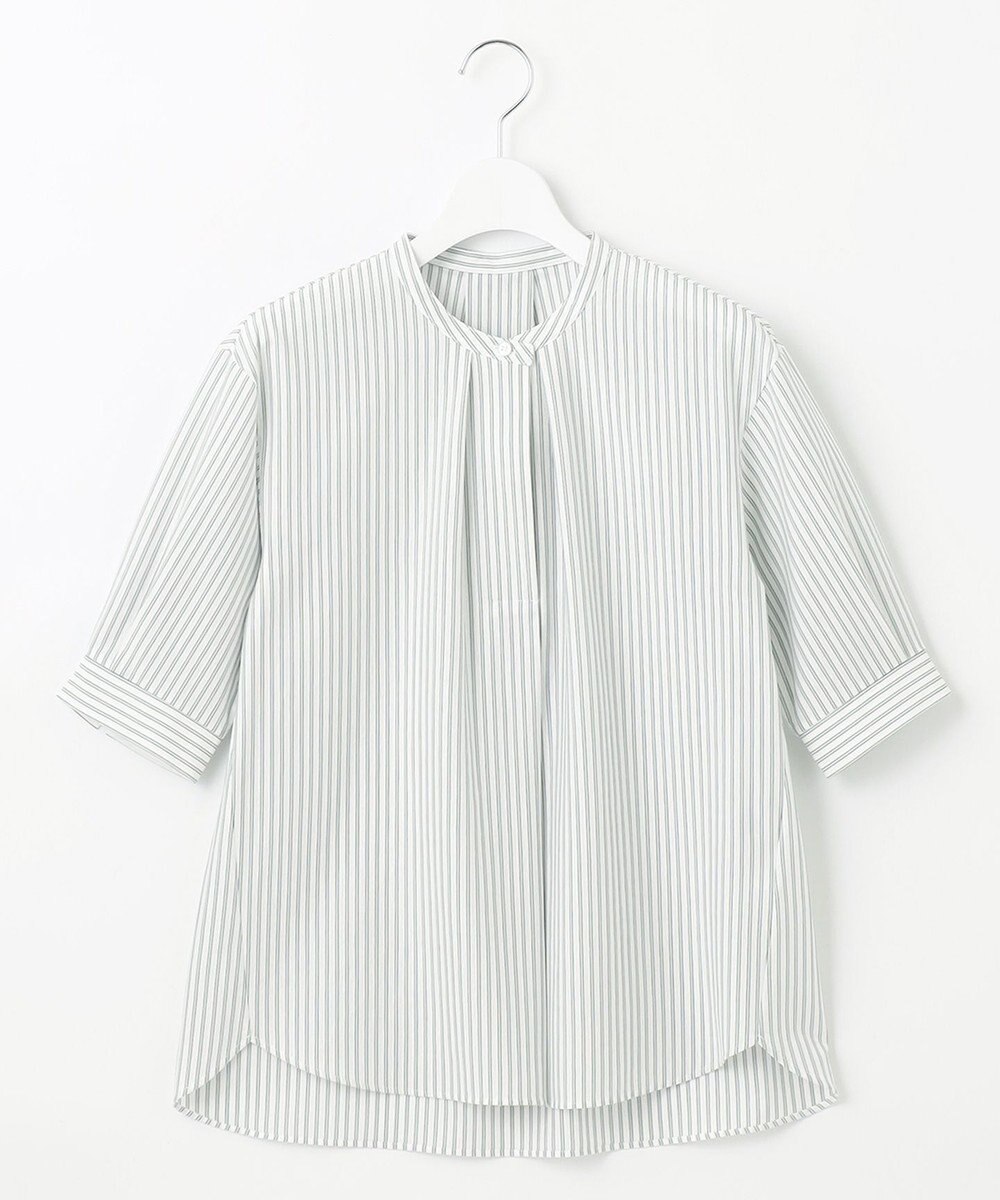 J.PRESS LADIES S 【イージーケア】ストライプジャージー バンドカラー カットソー 