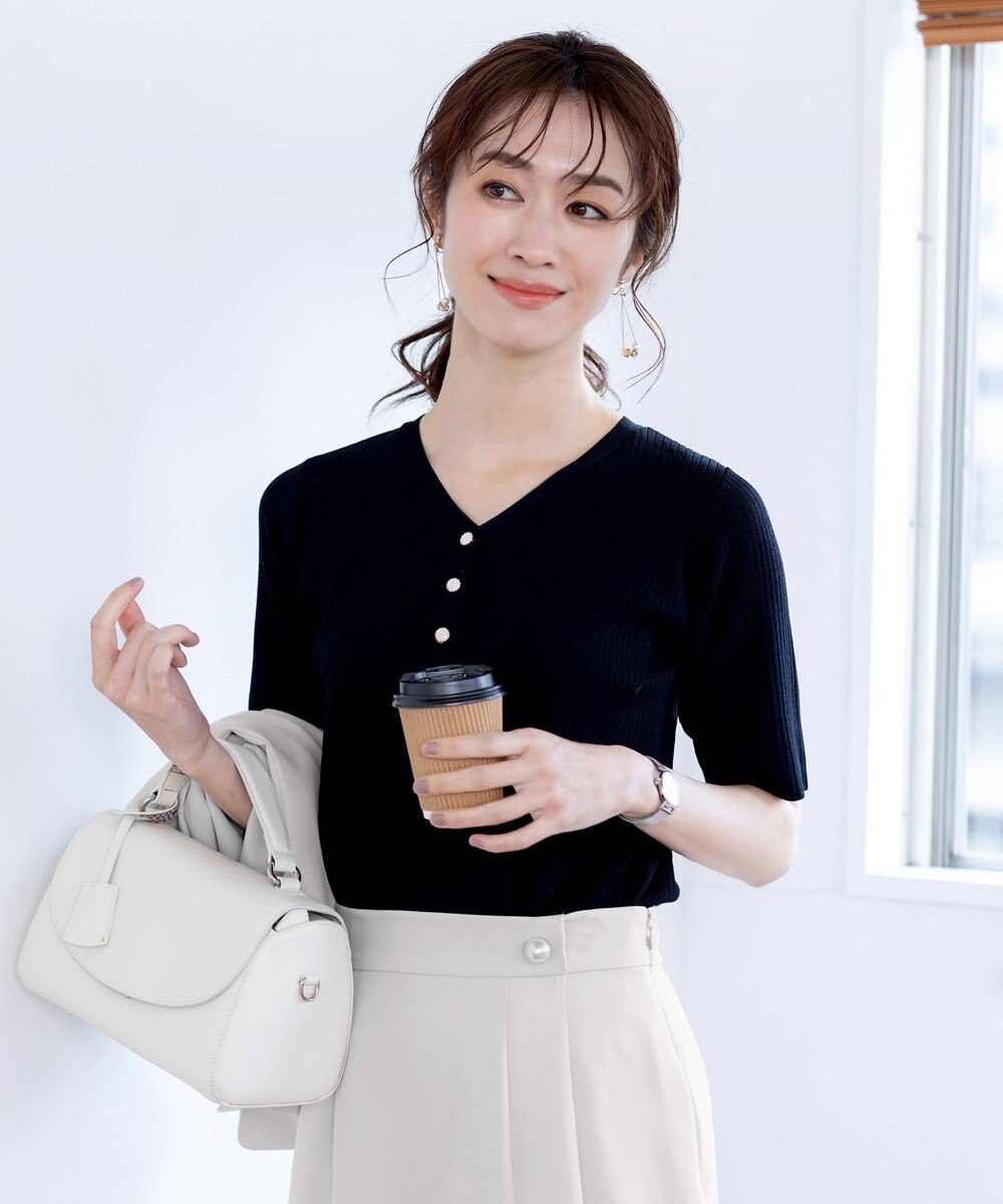 Tiaclasse 【洗える】ボタンニットトップス 