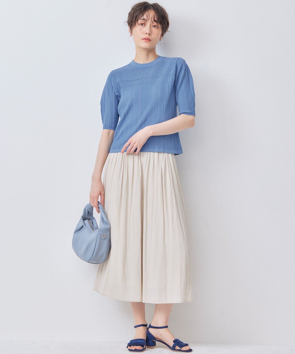 組曲 L 【WEB限定】編地切り替え 半袖ニット 