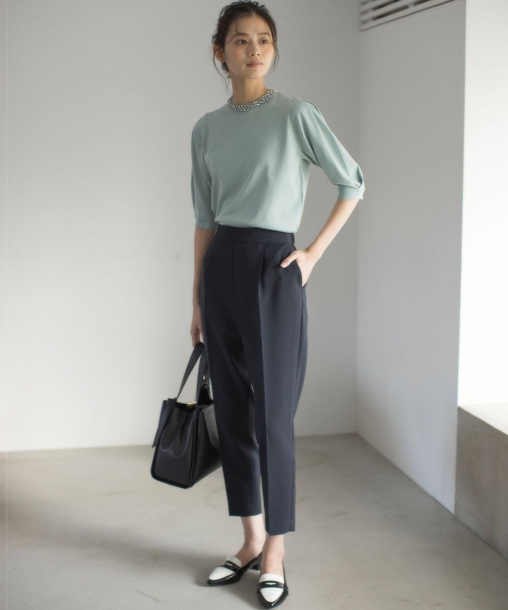 組曲 【ストレッチ・イージーケア】オシャクロス テーパードパンツ 