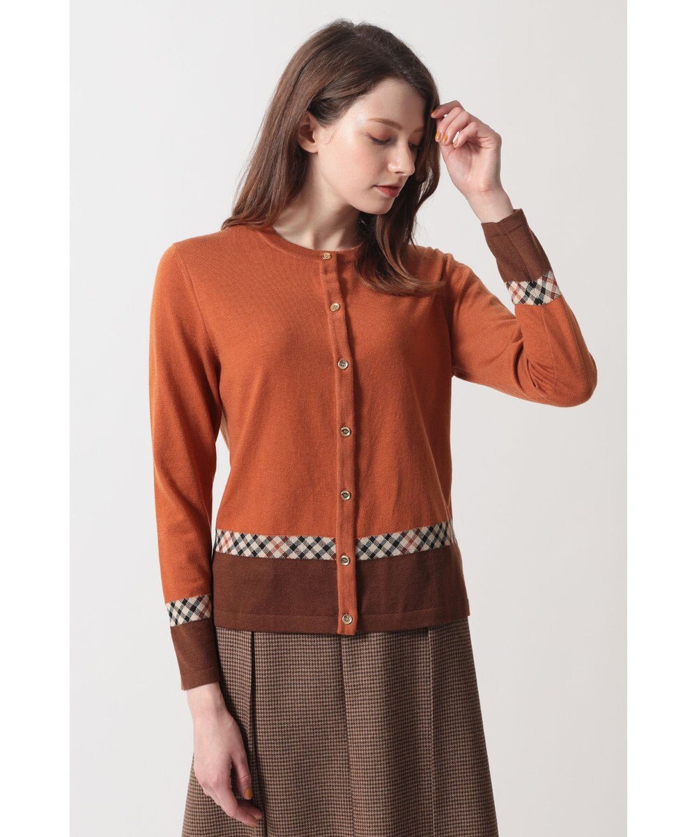 DAKS ジャカードクルーネックカーディガン 