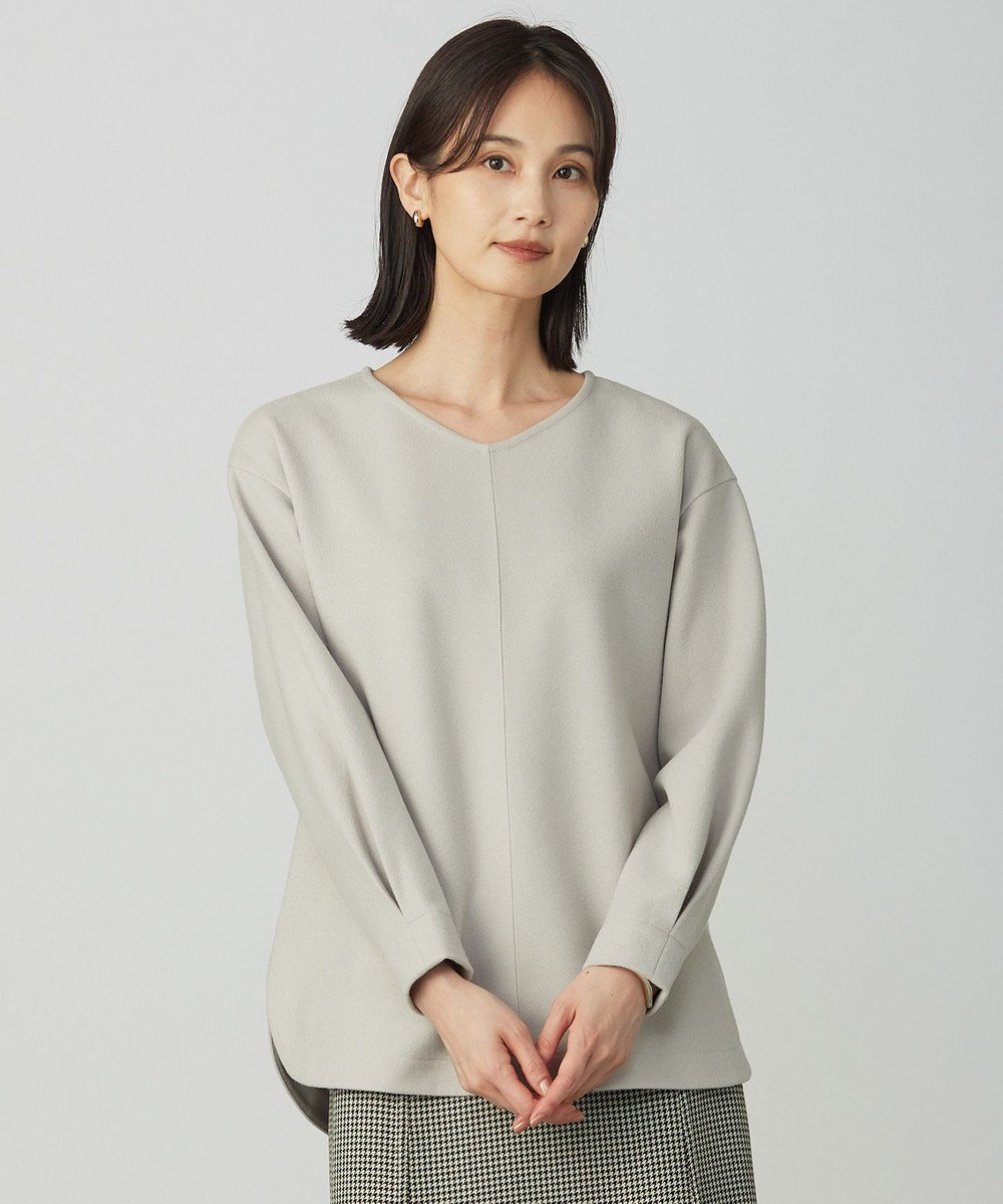 J.PRESS LADIES メルトンジャージー Vネック カットソー 