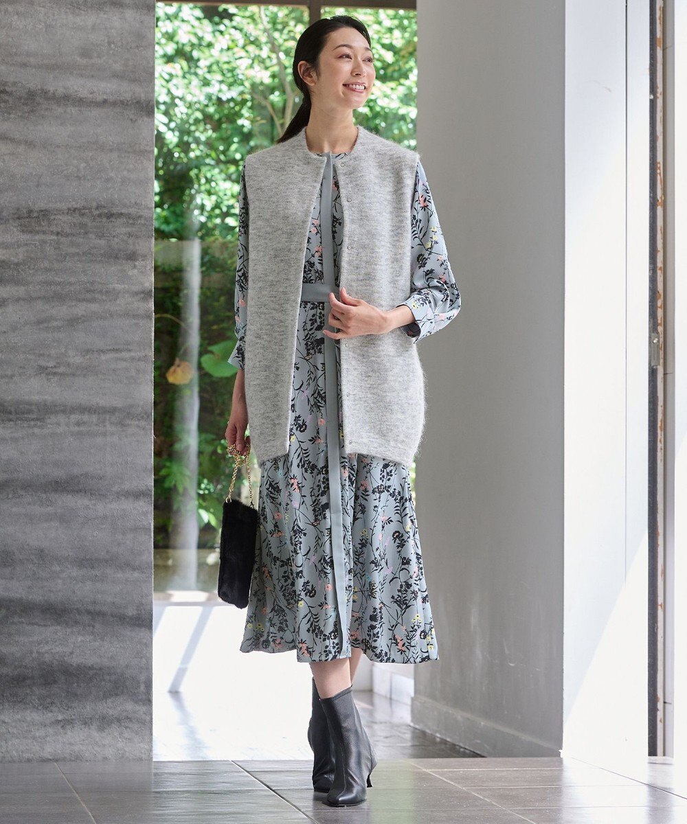 自由区 S 【WEB&一部店舗限定】ハーバルフロープリント8分袖 ワンピース 