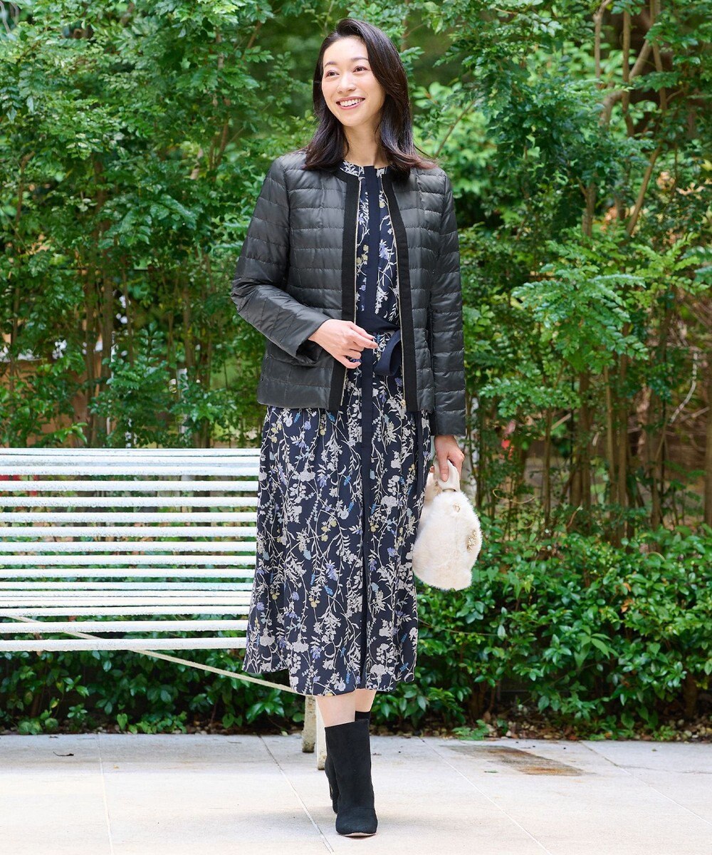 自由区 S 【WEB&一部店舗限定】ハーバルフロープリント8分袖 ワンピース 