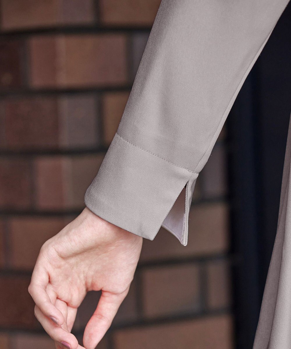 Tiaclasse L 【洗える】フロントタックバックギャザーフレアチュニックブラウス 