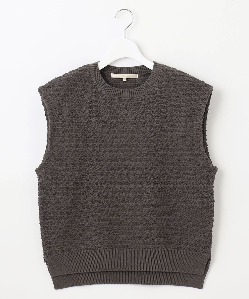 自由区 L 【洗える】ツイードライクニット ベスト 