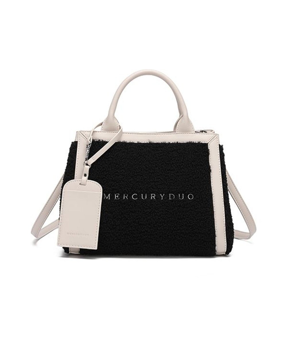 style code 【MERCURYDUO/マーキュリーデュオ】カードケース付　ロゴ刺繍ボアトートバッグ 