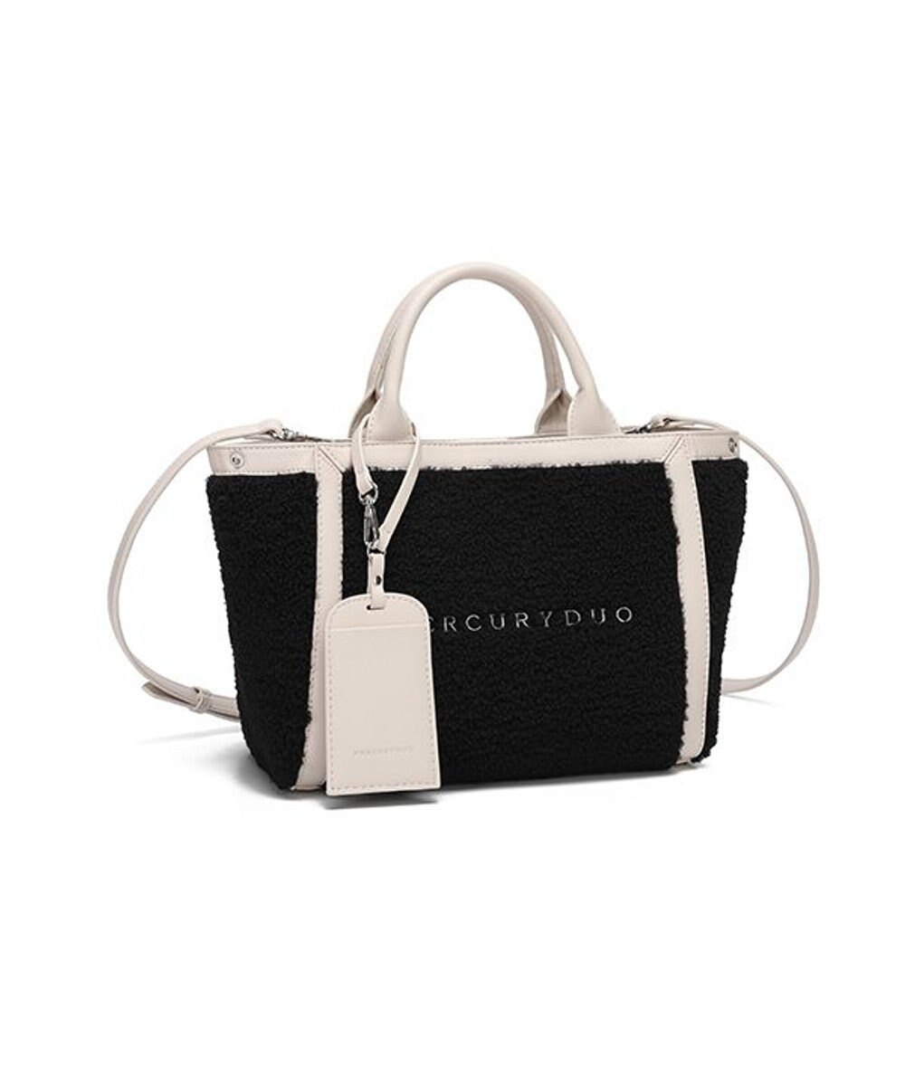 style code 【MERCURYDUO/マーキュリーデュオ】カードケース付　ロゴ刺繍ボアトートバッグ 