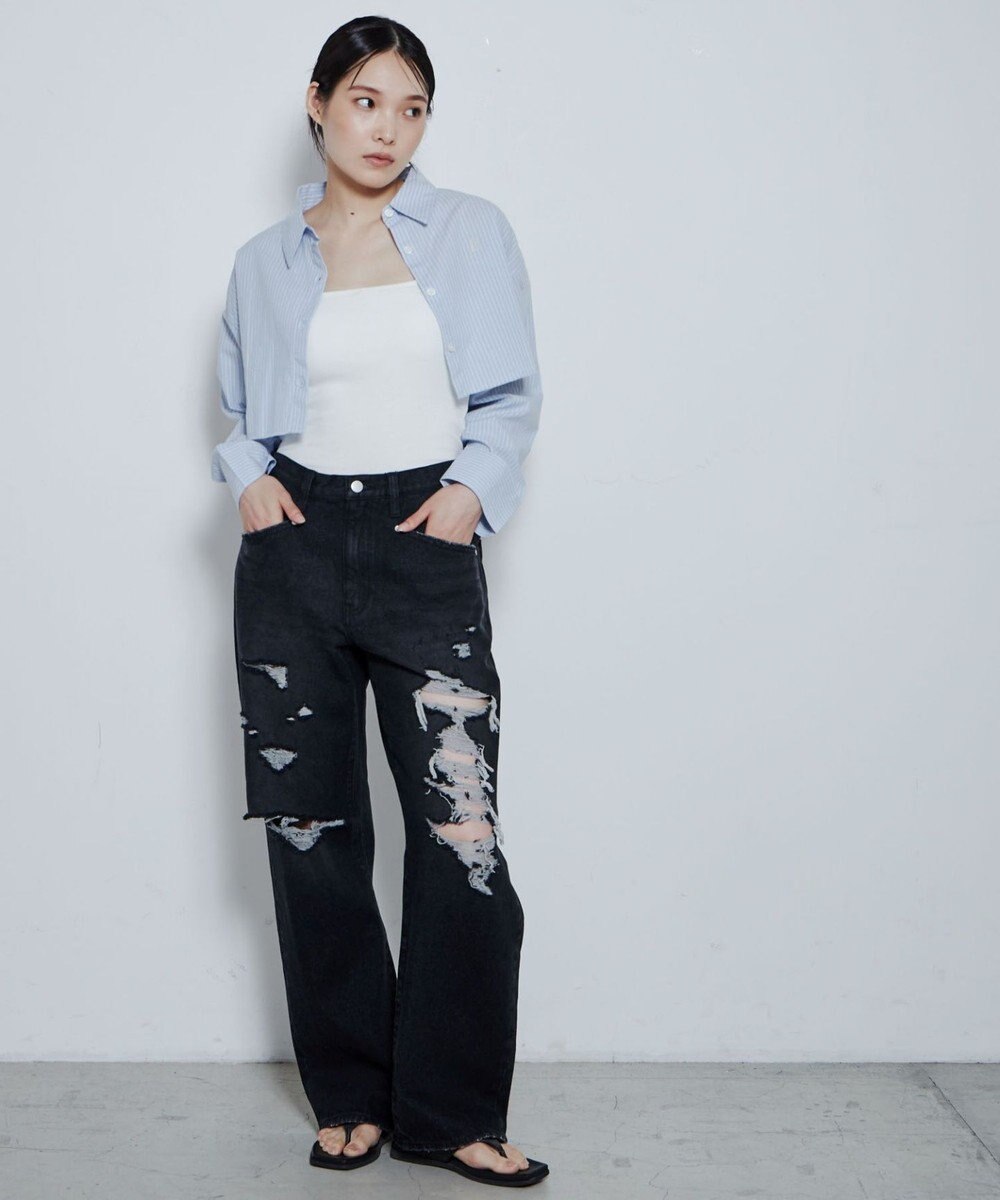 WEGO ダメージデニムワイドパンツ 