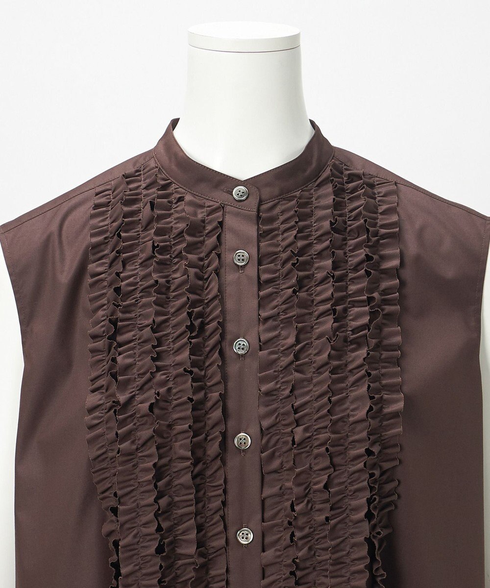 23区 【R(アール)】ルミナスコットン フロントフリル ワンピース 