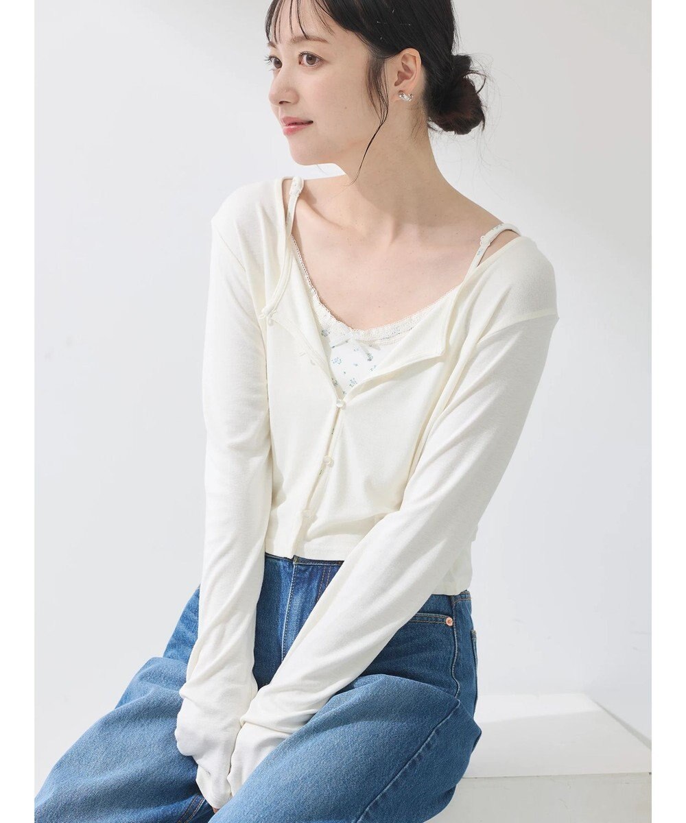 earth music&ecology ＳＥＴ２点カーディガン＋フラワーキャミ 