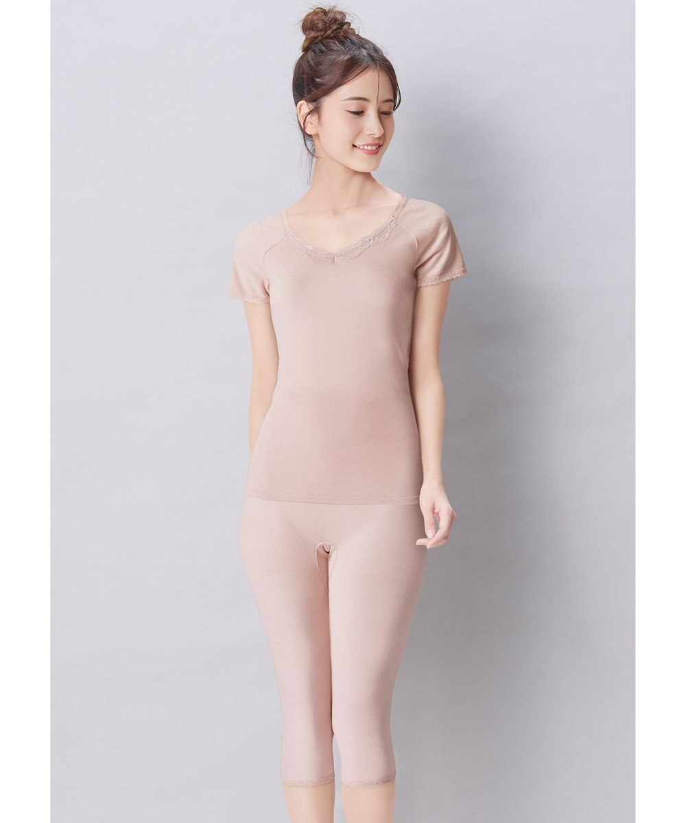 Wing インナー 綿100％(身生地) 接触冷感 【綿100％ シャリ感タイプ】 3分袖 半袖 春 夏 EL6363 ウイング／ワコール 