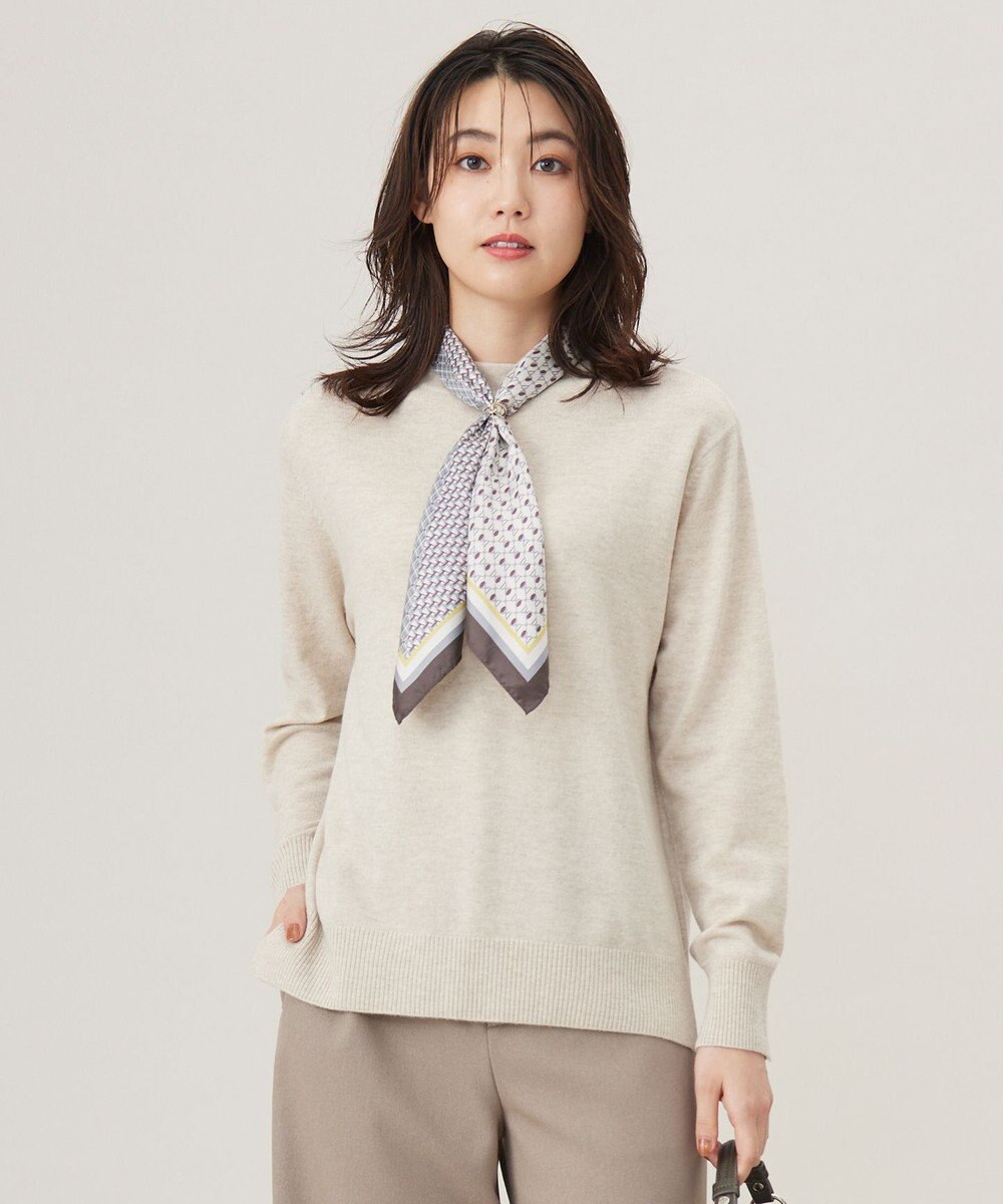 J.PRESS LADIES S 【洗える】SOFT TOUCH WOOL 立ち襟 ニット ベージュ系