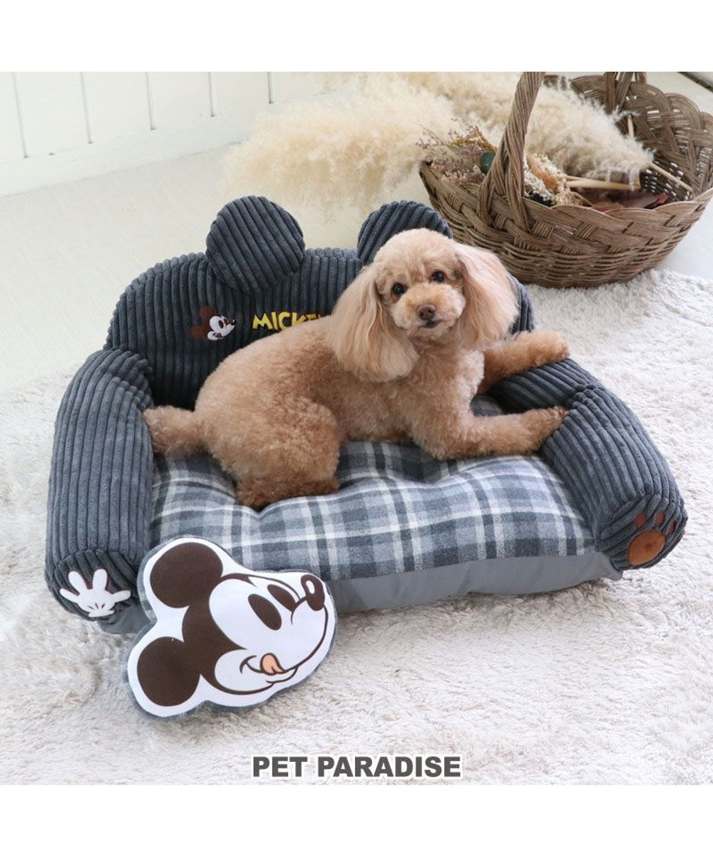PET PARADISE 犬 ベッド おしゃれ ディズニー ミッキーマウス カドラーベッド (65×45cm) グレー