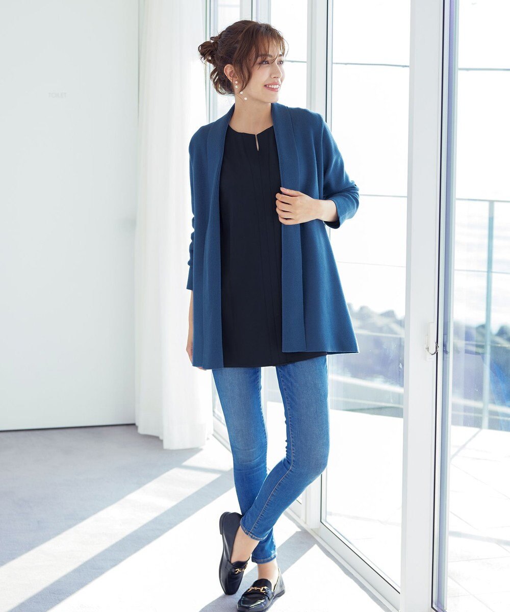 Tiaclasse 【洗える】キーネックバックフレアチュニックブラウス 