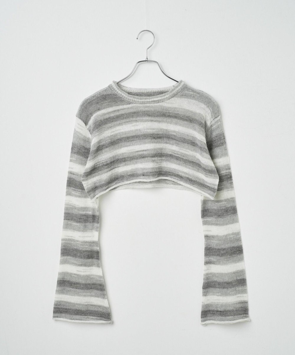 WEGO 段染めボーダーショートニット 