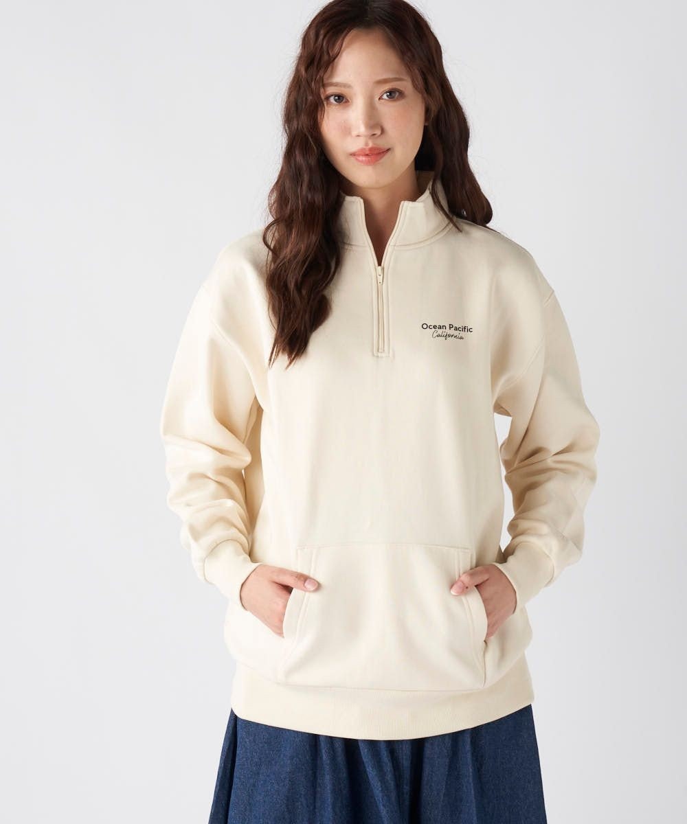 OP／FILA 【ocean pacific】Daily Cozy/あったか裏起毛ハーフジップロゴスウェット 
