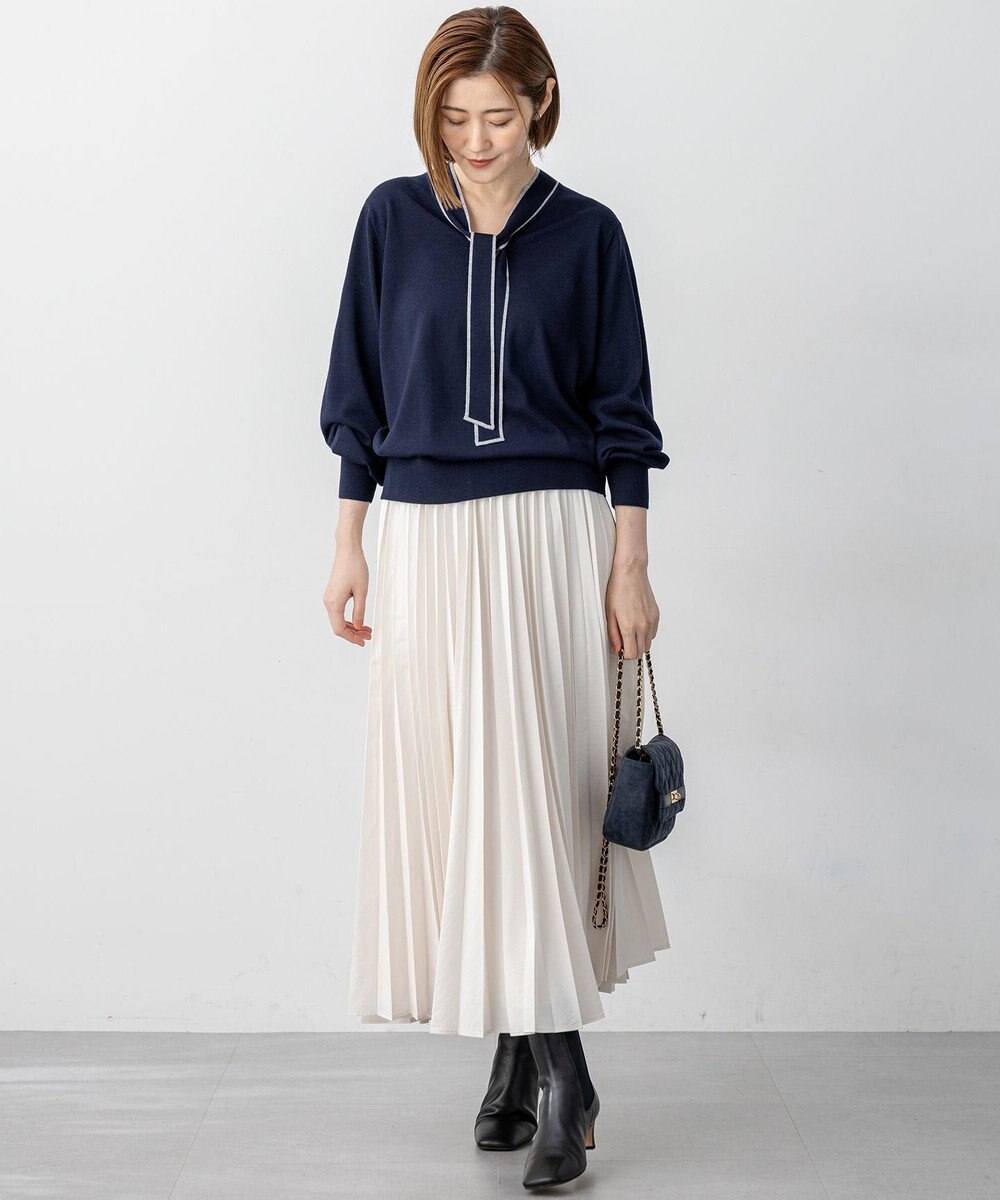 23区 【洗える】ウーステッドウール ボウタイ ニット 