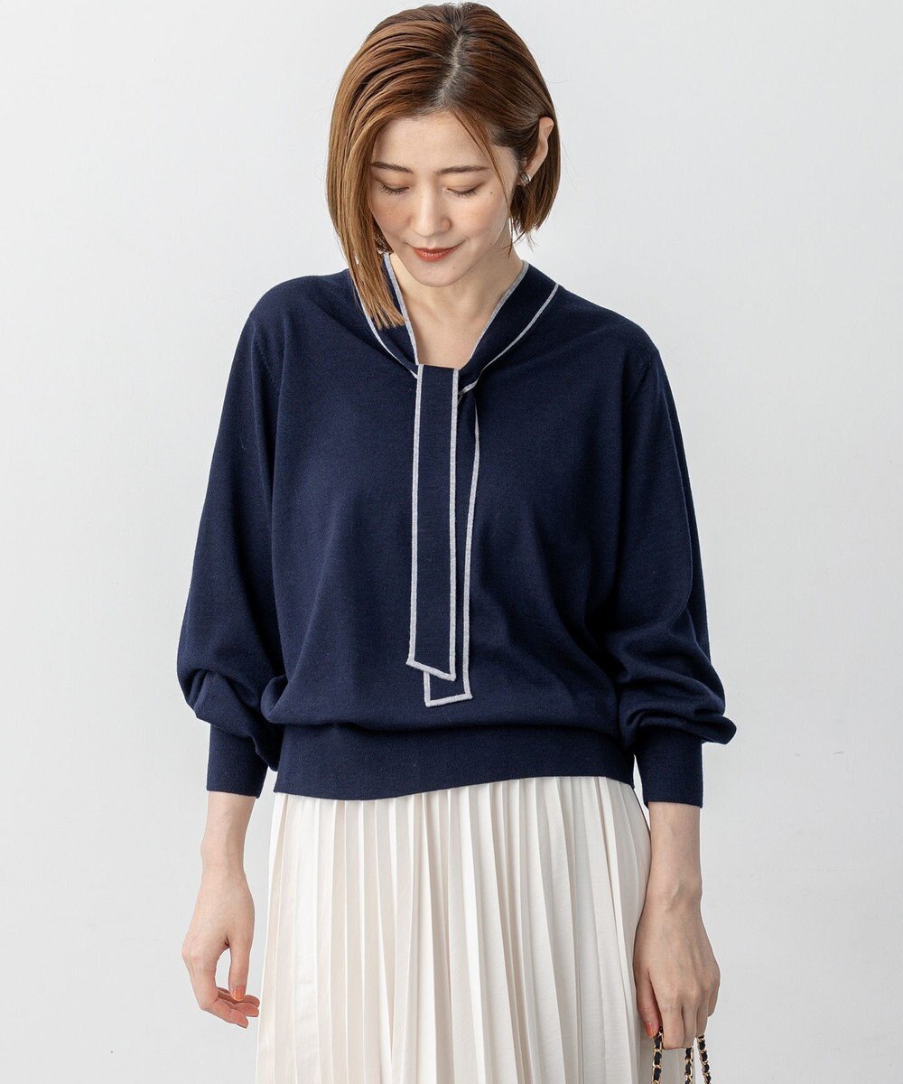 23区 【洗える】ウーステッドウール ボウタイ ニット 