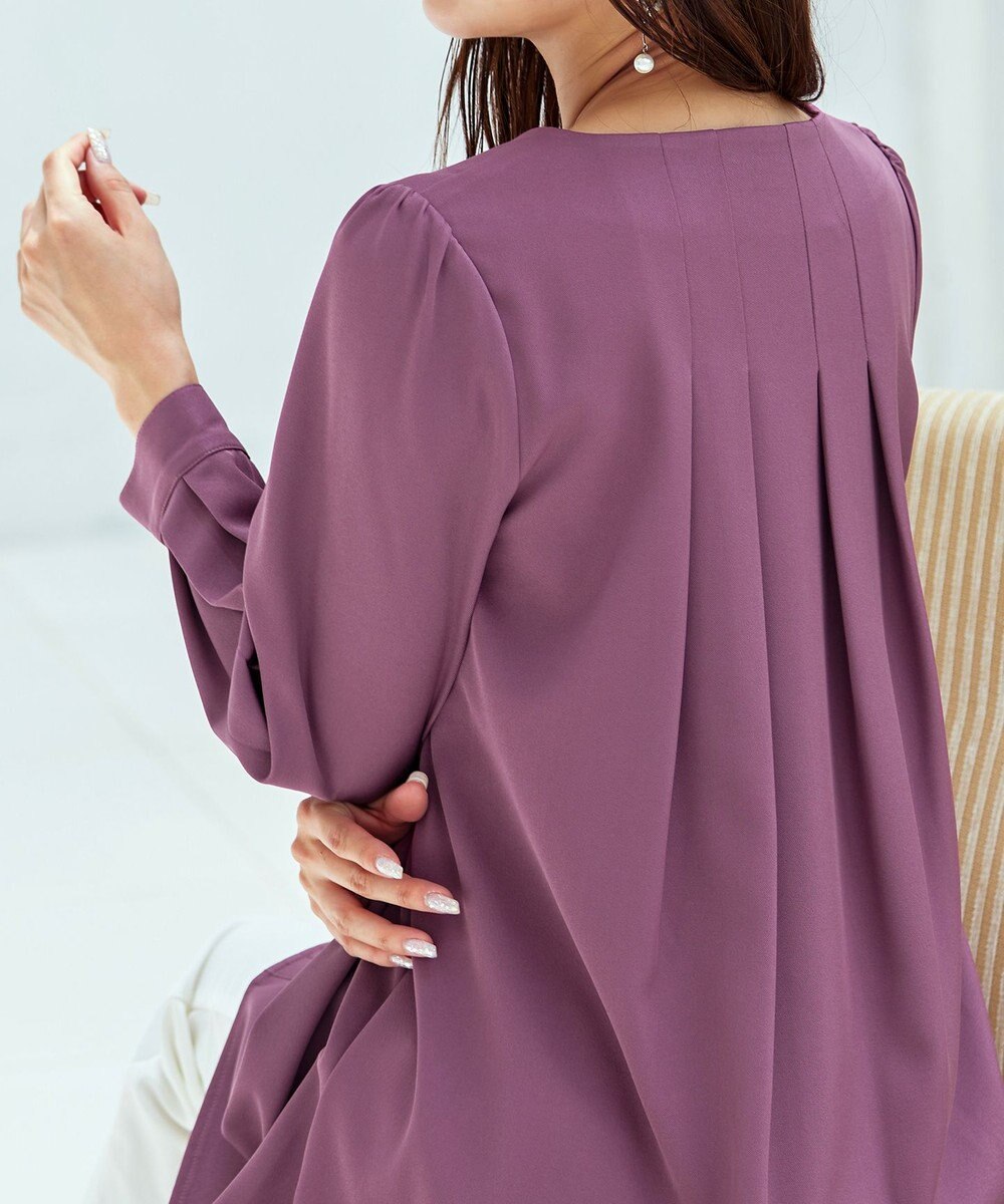 Tiaclasse 【洗える】キーネックバックフレアチュニックブラウス 