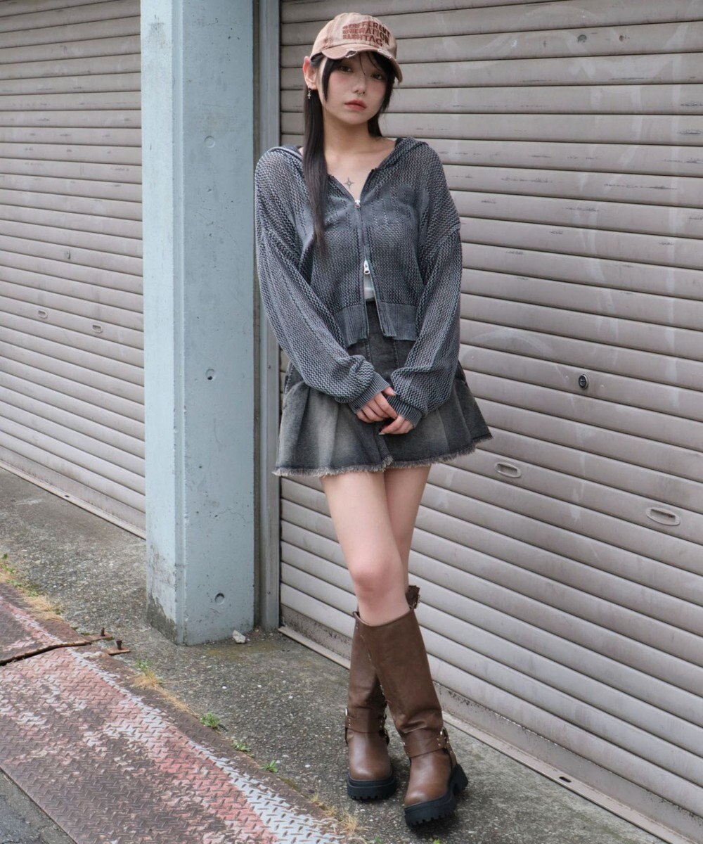 WEGO ヴィンテージウォッシュメッシュパーカー 