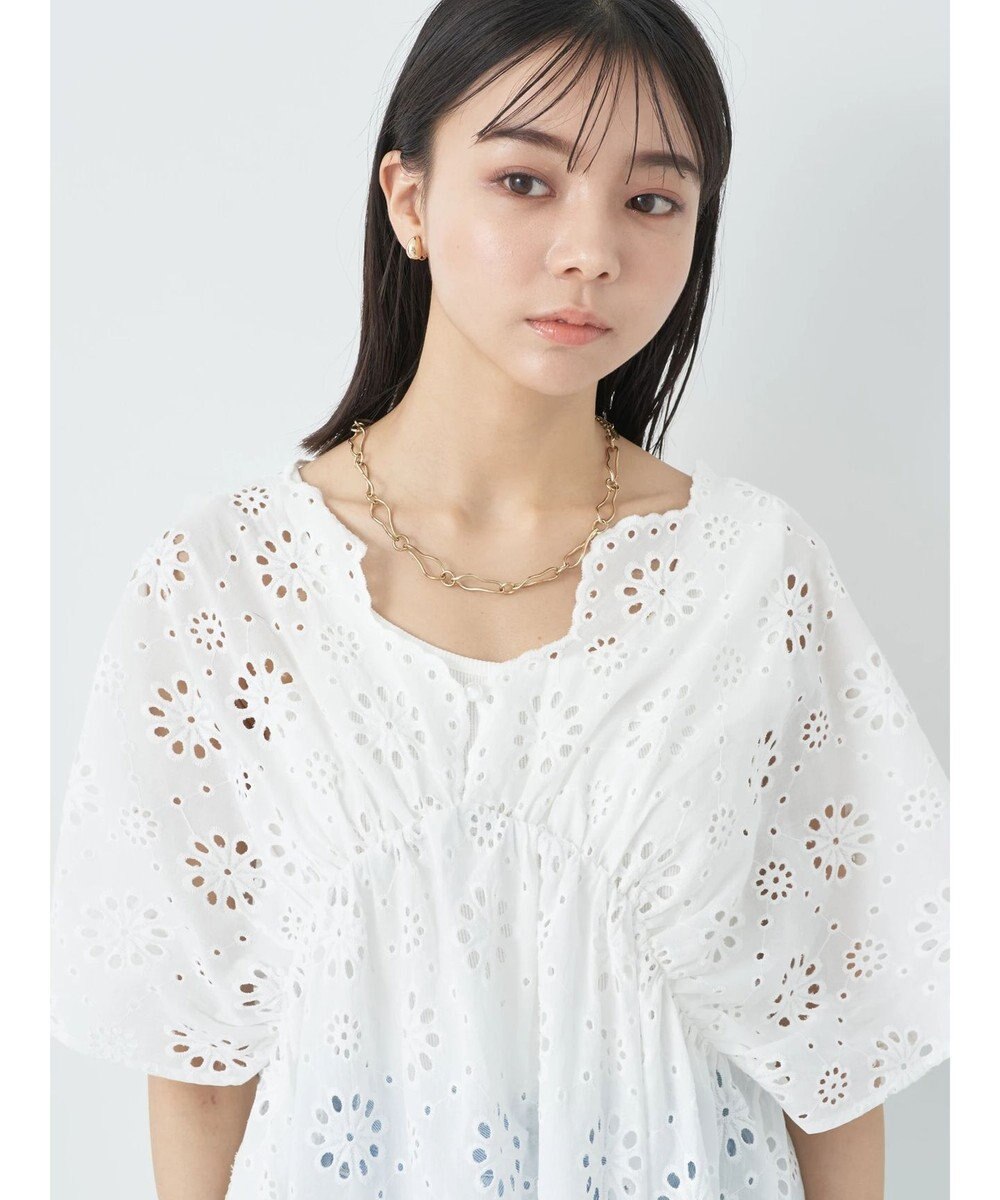 earth music&ecology コットンレースＶネックブラウス 