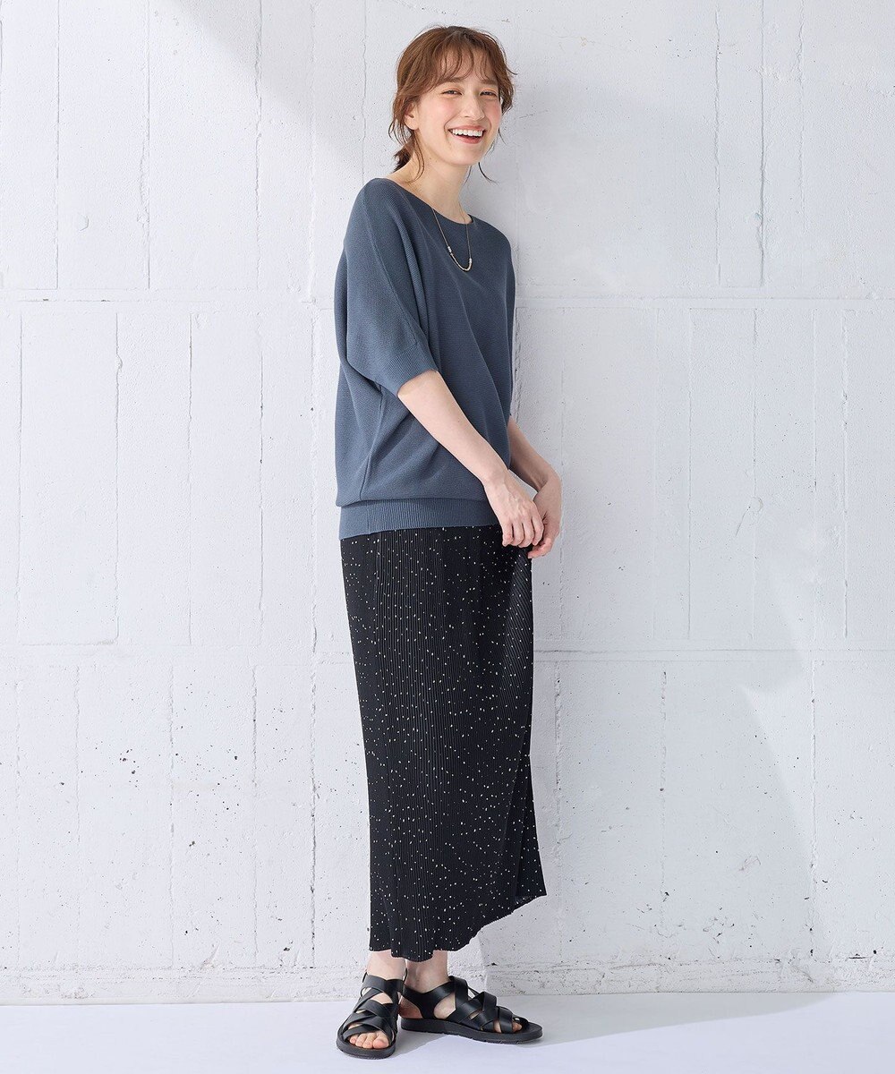 ANY 【洗濯機可/UVカット/アンチピリング】ハーフスリーブガーターニット 