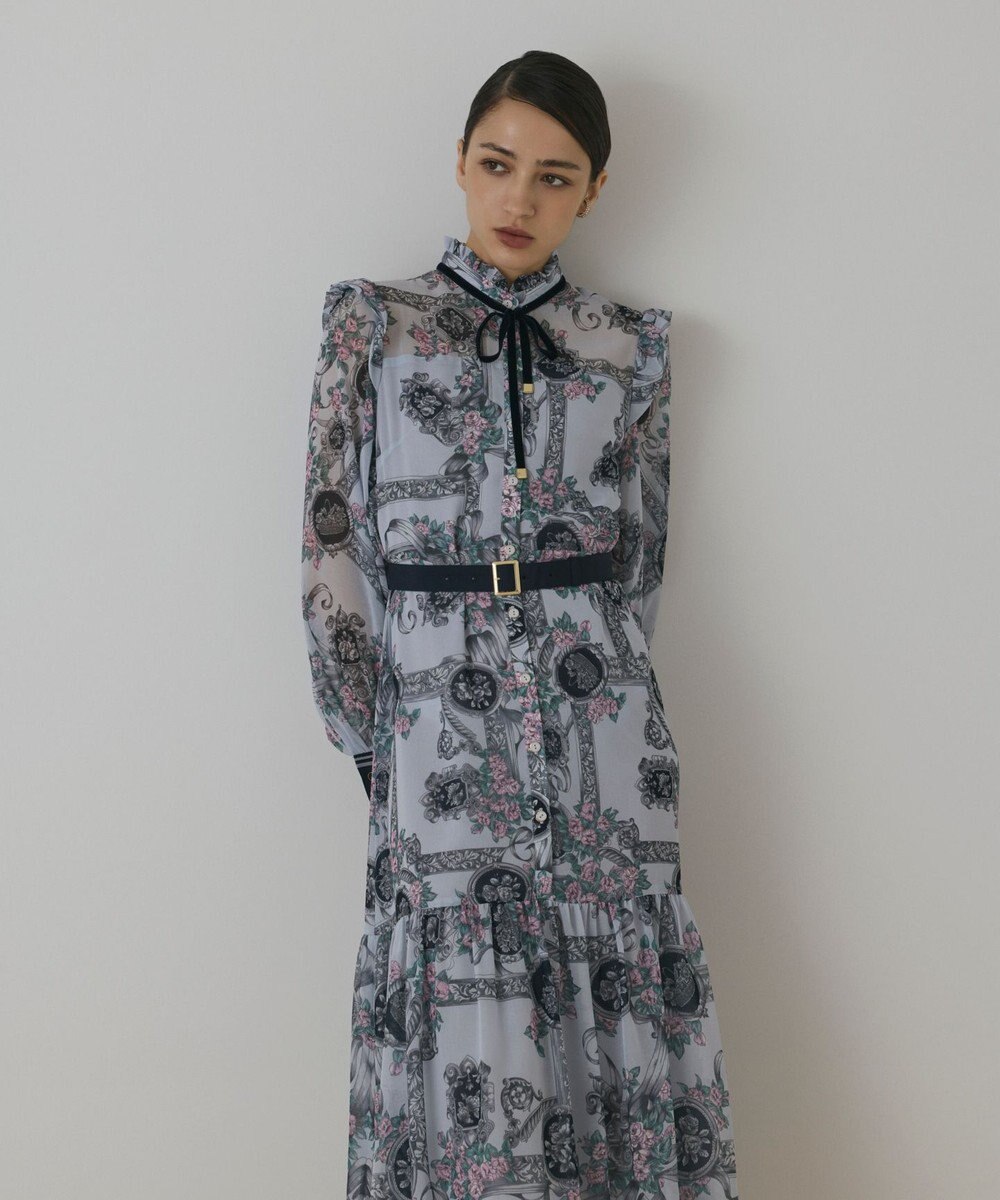 GRACE CONTINENTAL オーナメントフラワープリントワンピース 