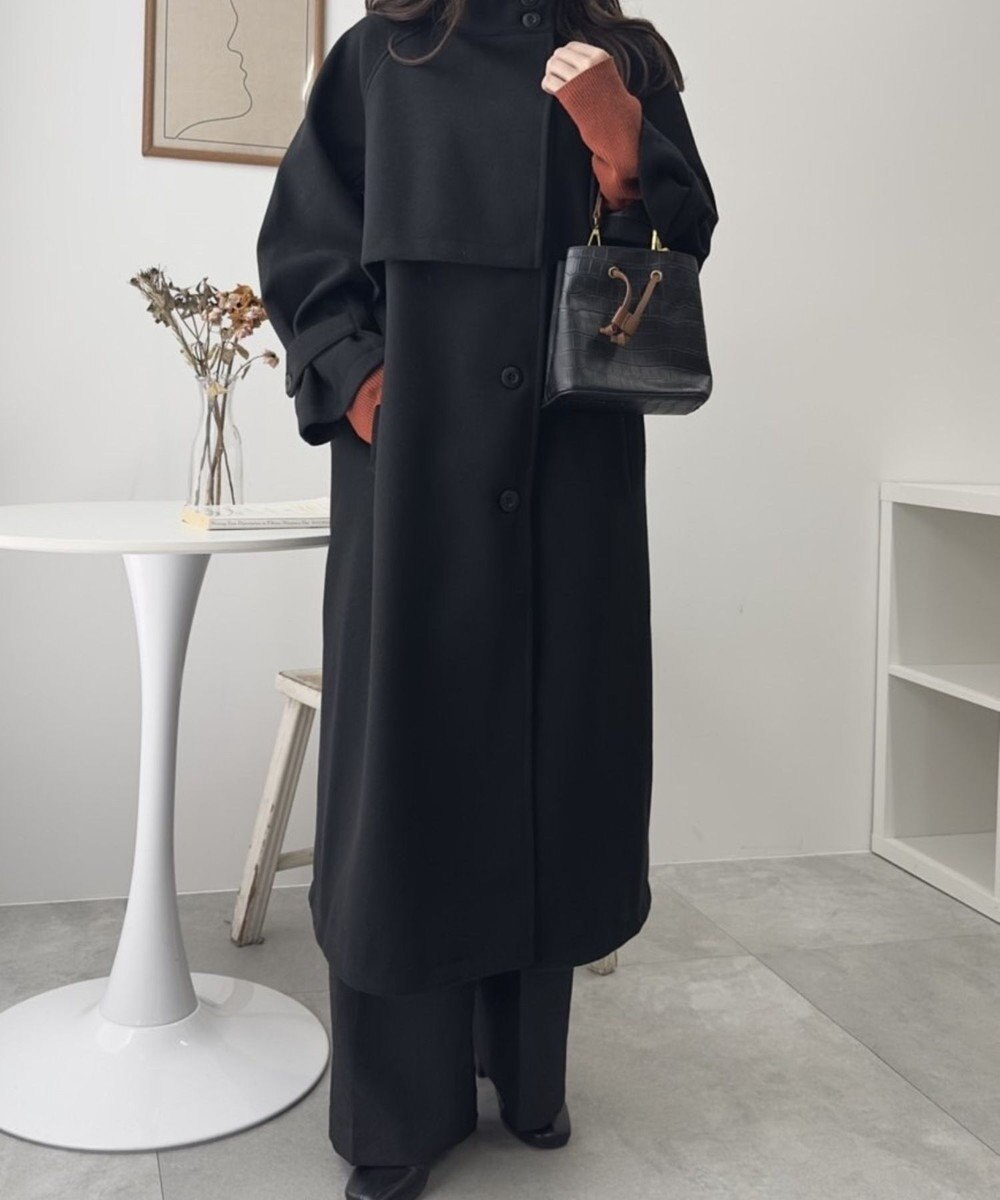 WEGO スタンドカラーロングコート 