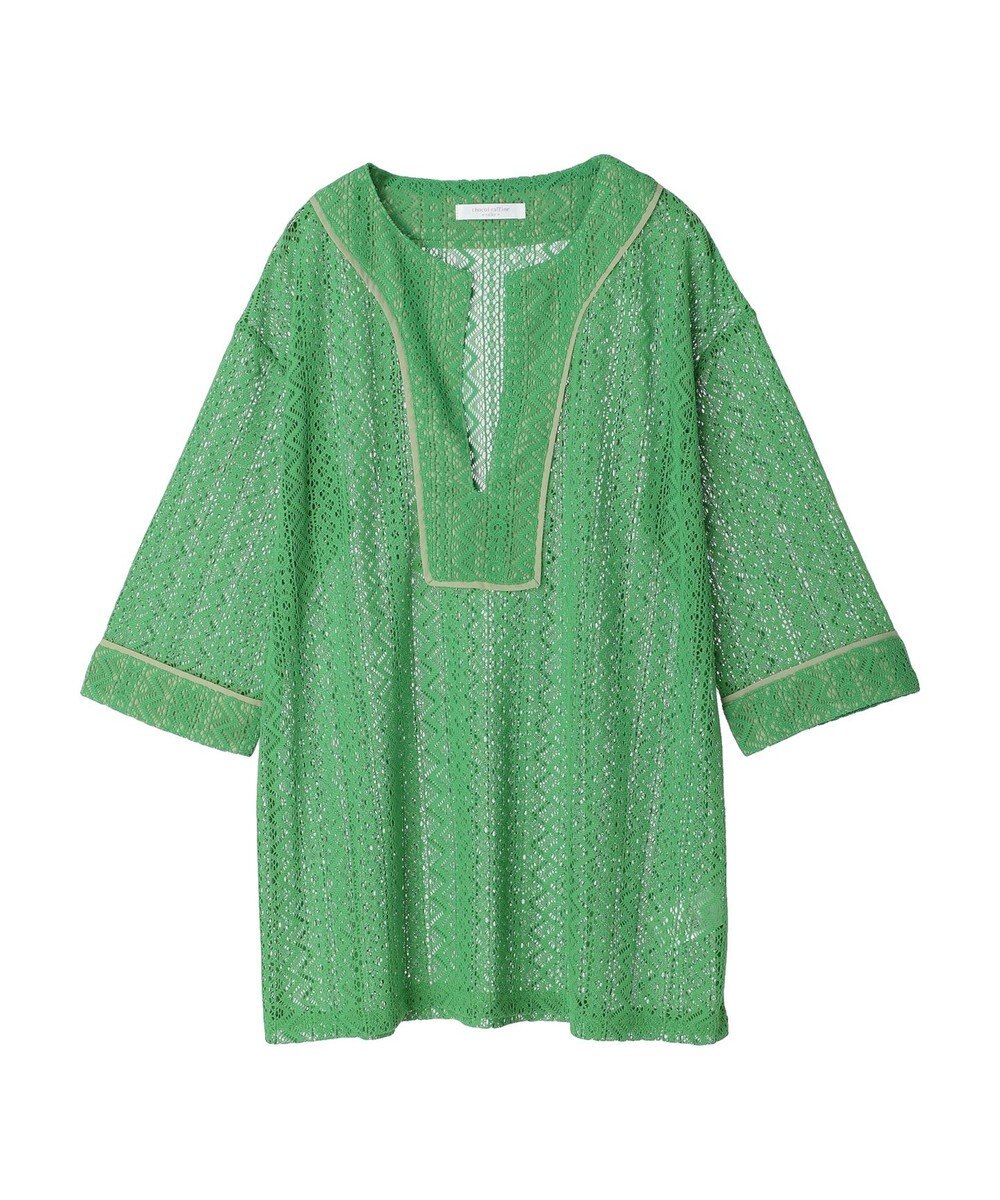 Green Parks カフタンレース７分袖ブラウス 