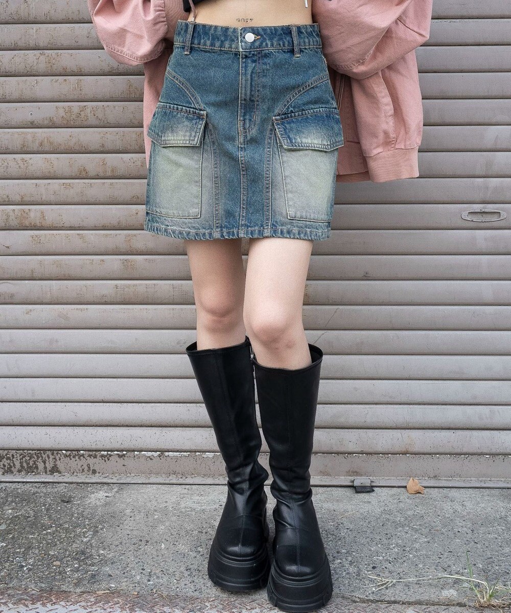 WEGO ヴィンテージウォッシュカーゴミニスカート 