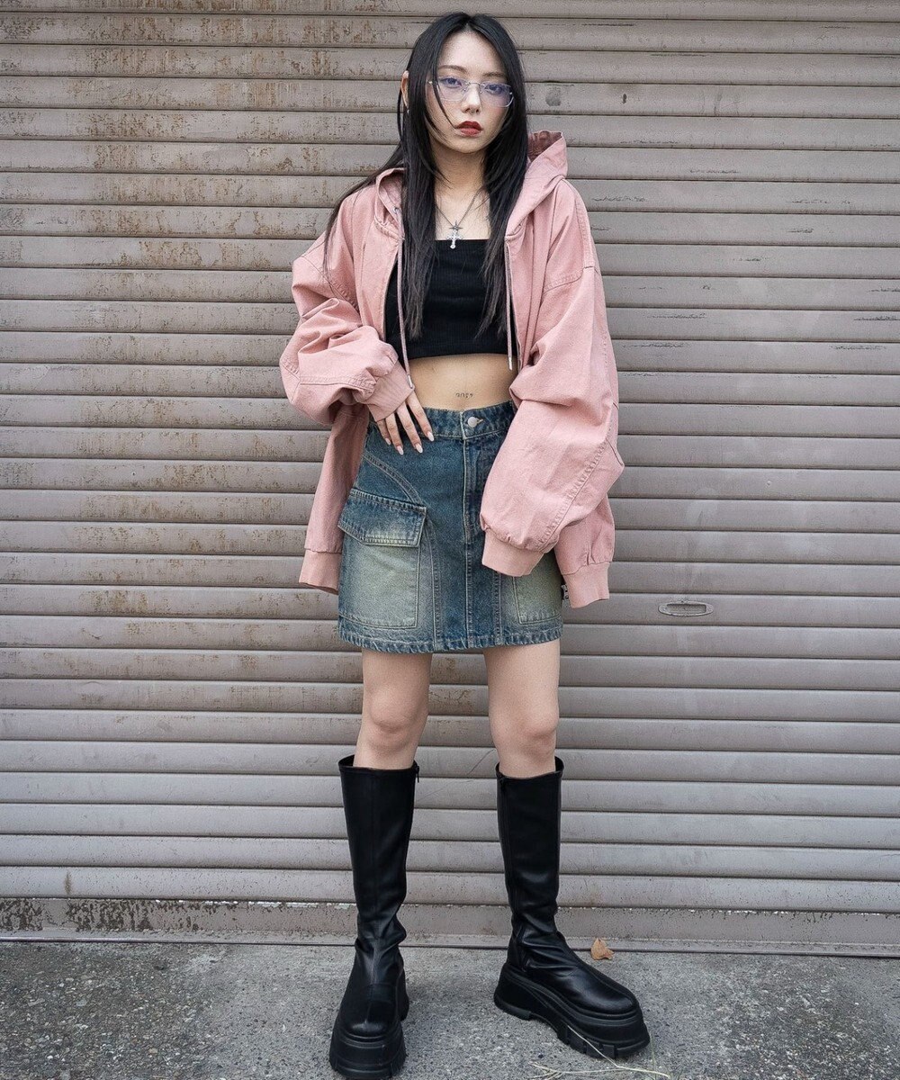 WEGO ヴィンテージウォッシュカーゴミニスカート 