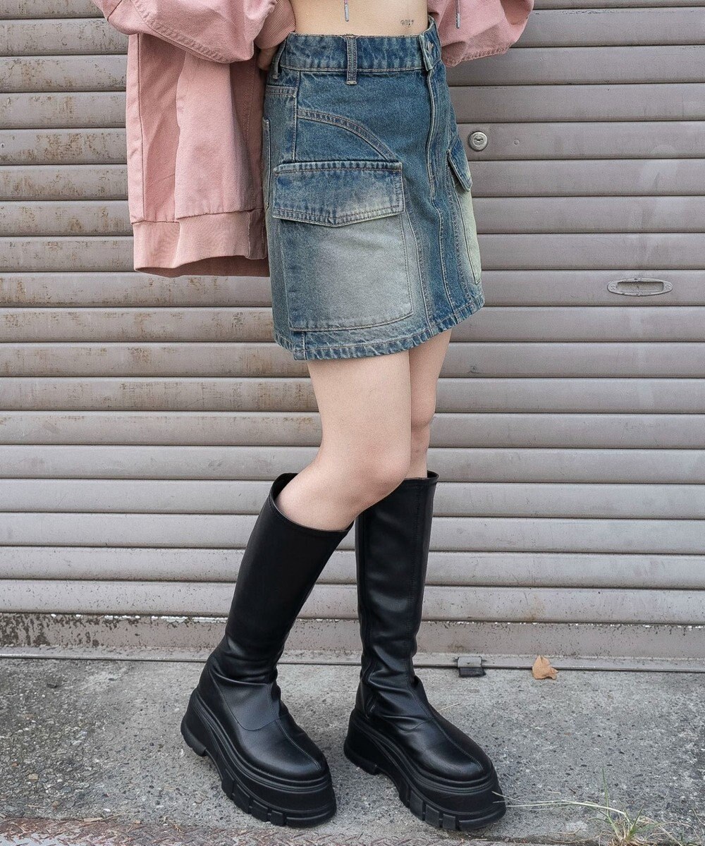 WEGO ヴィンテージウォッシュカーゴミニスカート 