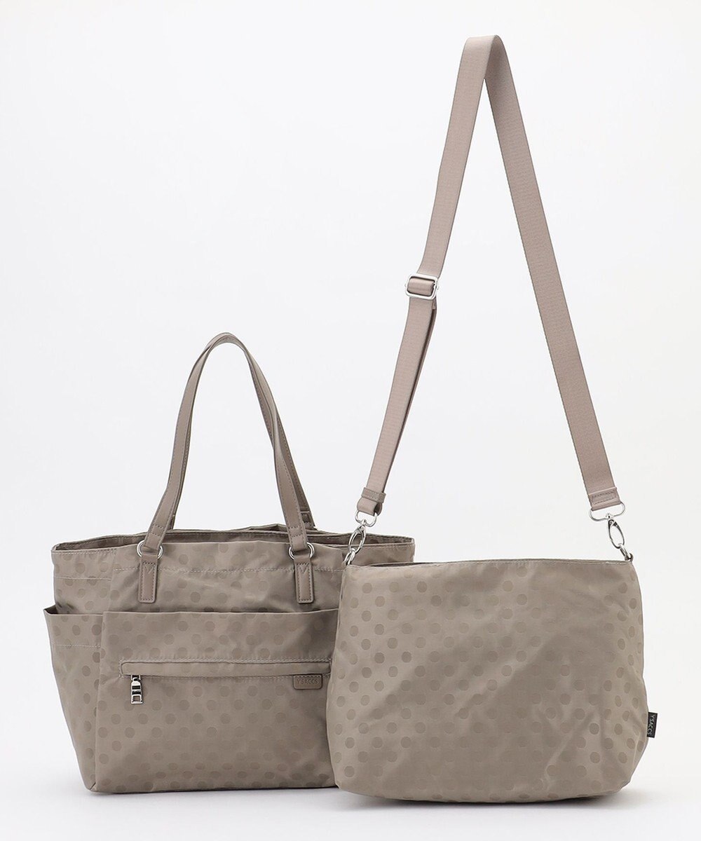 Y'SACCS ドットジャガードポーチ付きトートバッグ 