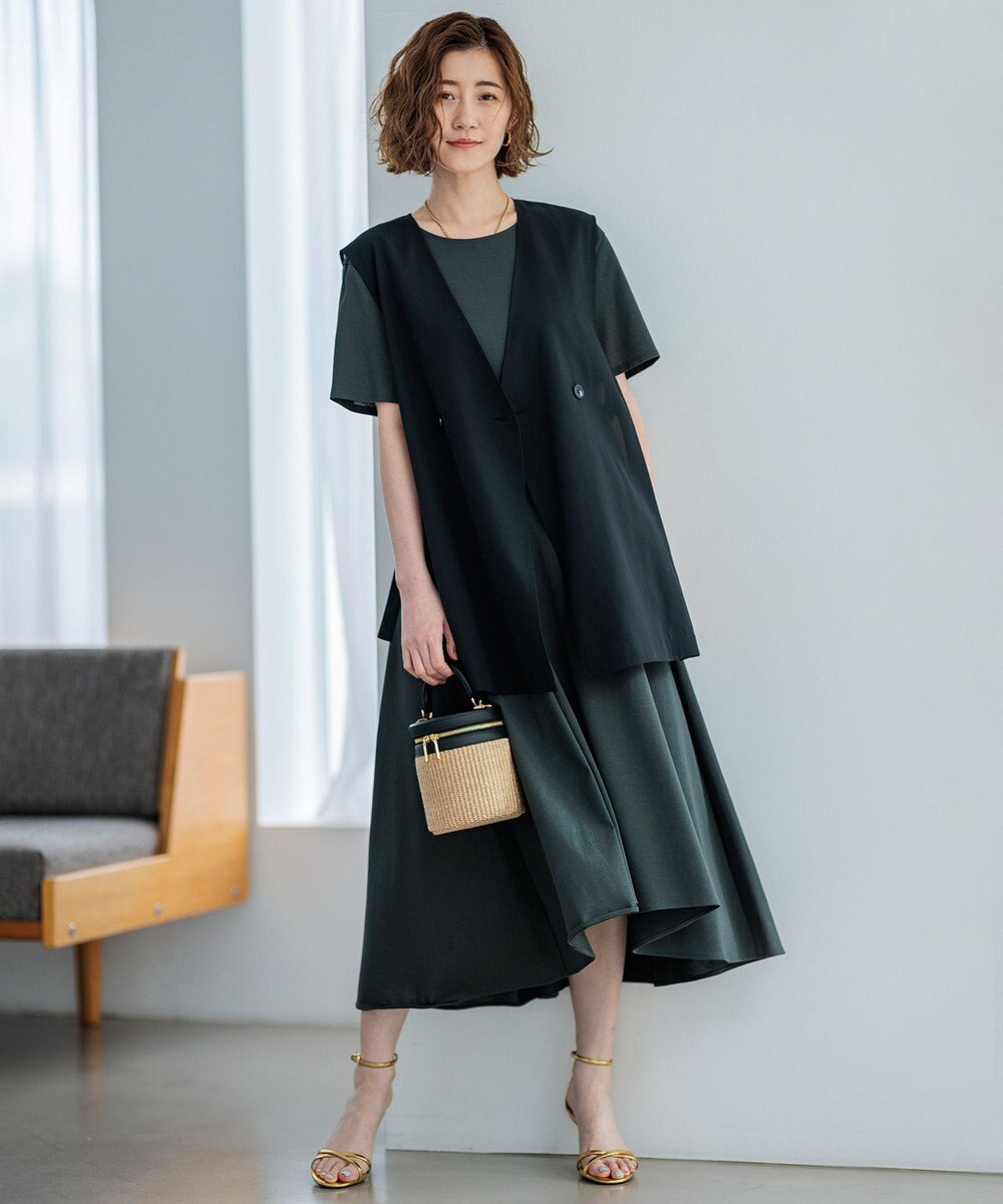 23区 【洗える】シアーマットクロス ジレ 