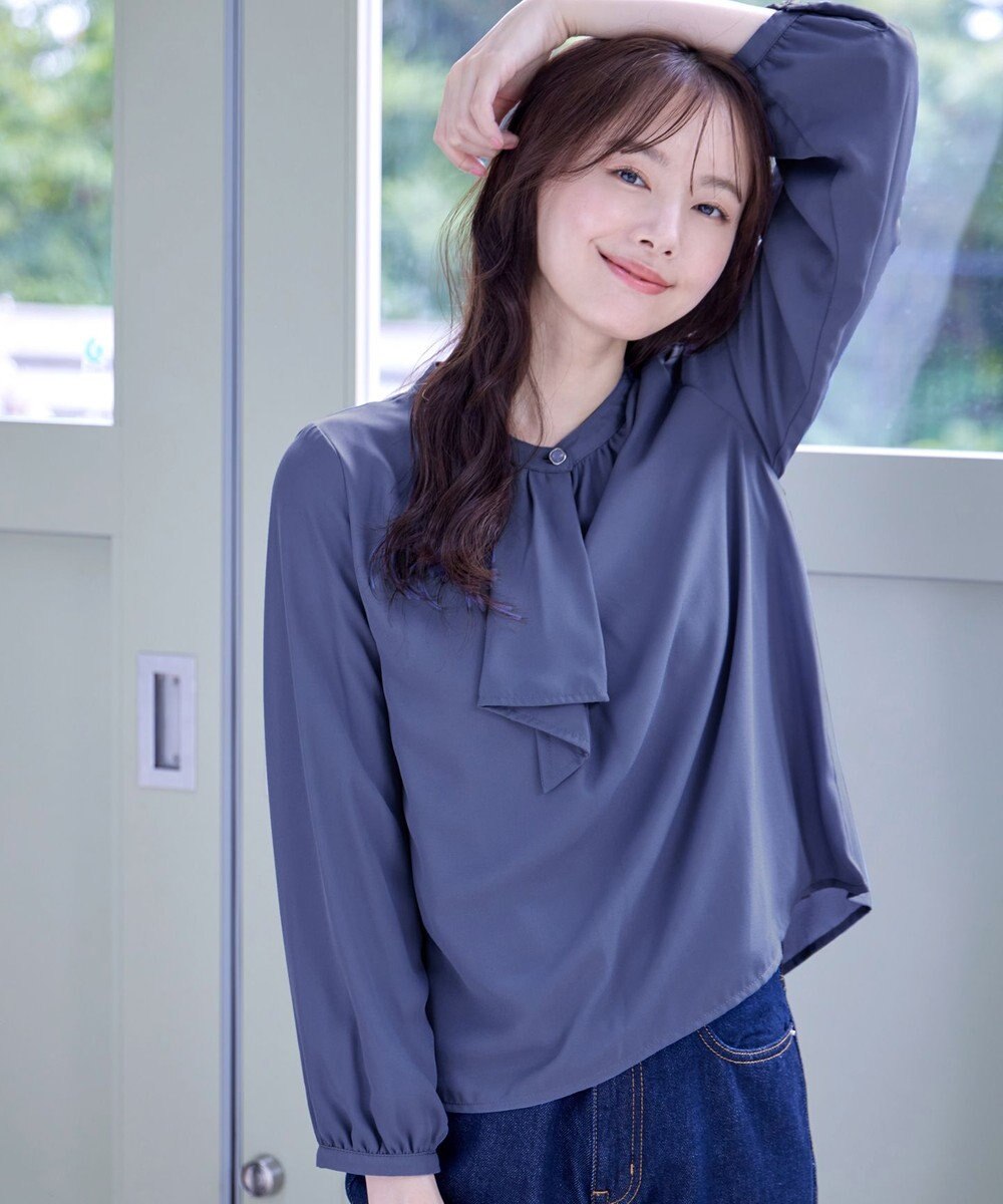 Tiaclasse 【洗える・スマート裏起毛】ジョーゼットフリルブラウス 