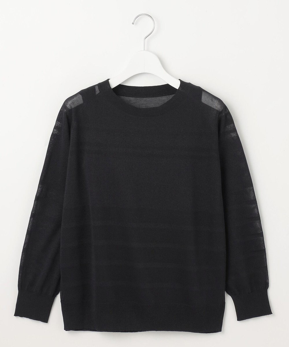 自由区 【ワコールコラボ】【洗える】シアーボーダー ニット 