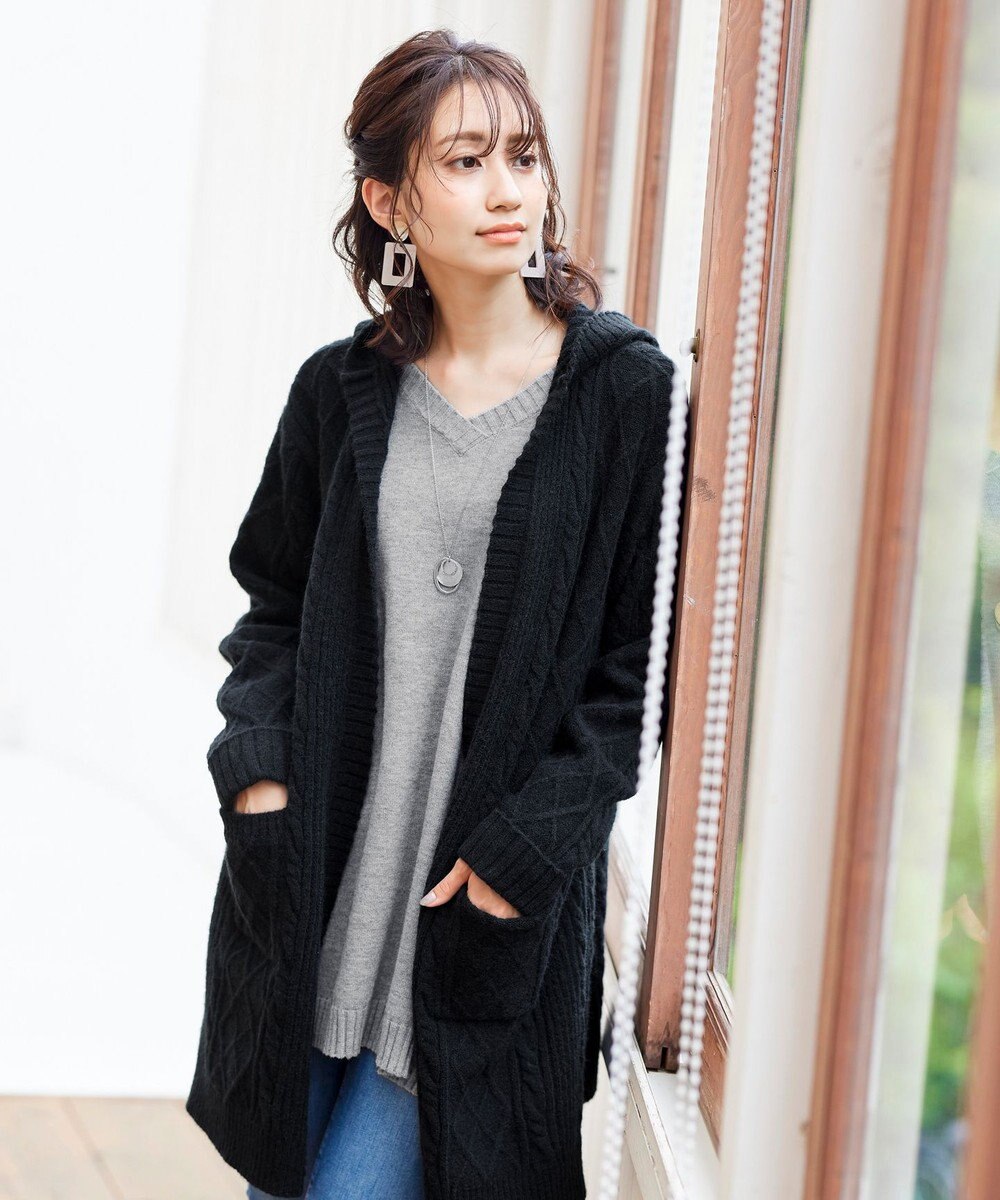 Tiaclasse L 【洗える】幅広く活躍が期待できるVネックリブニットチュニック 