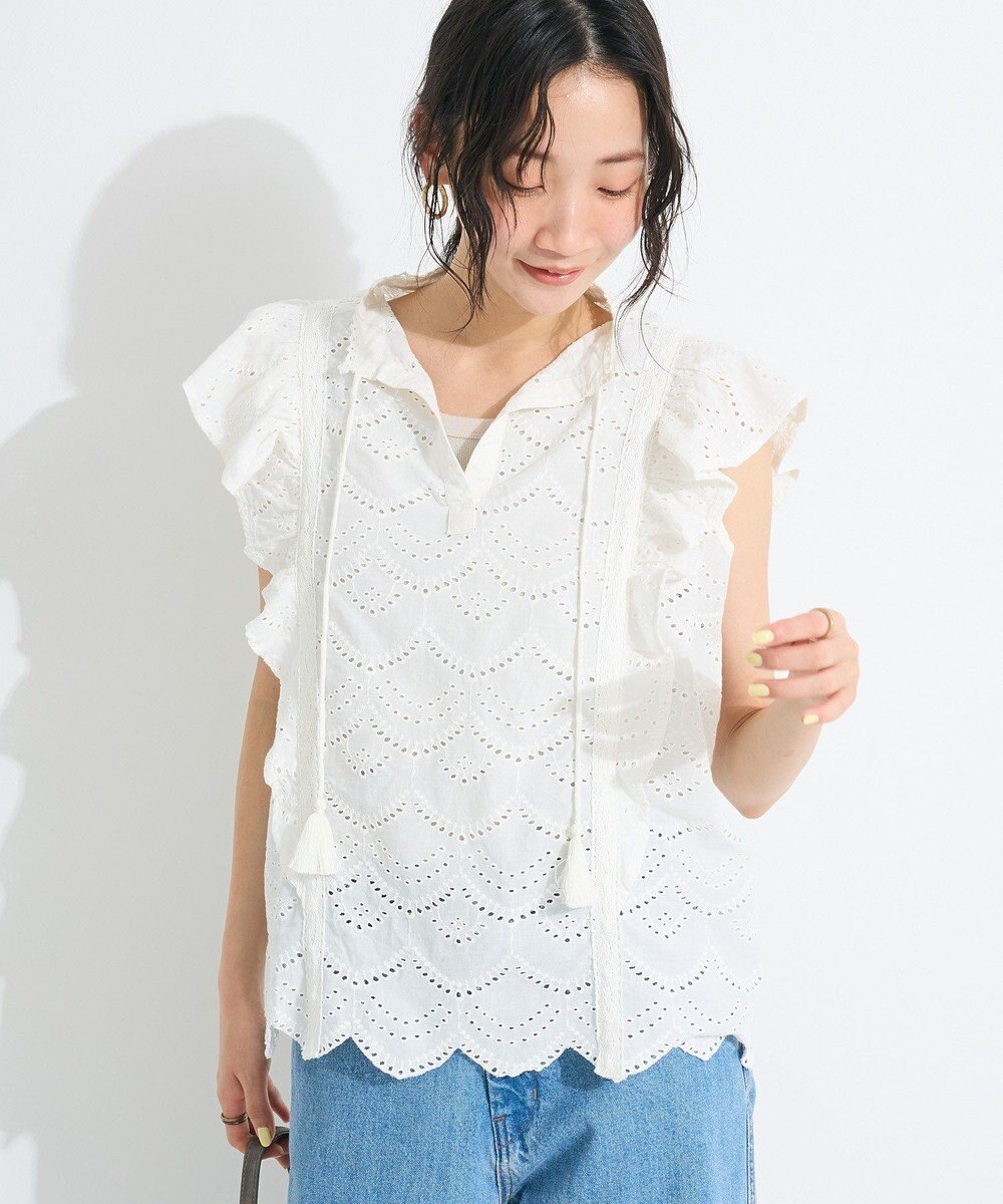 CRAFT STANDARD BOUTIQUE インド綿フリル使いシフリーブラウス 