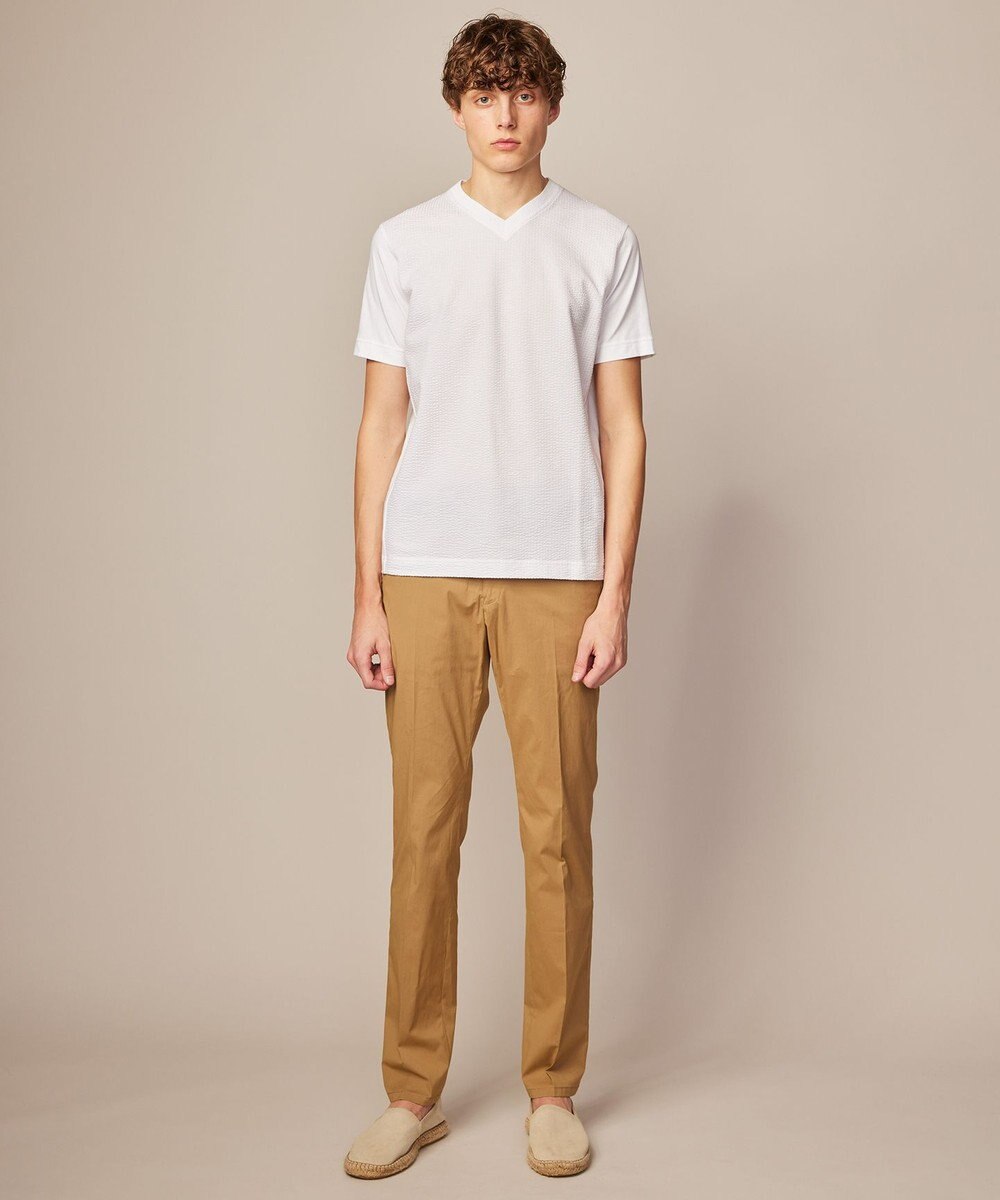 JOSEPH ABBOUD 【オリジナルオーガニックコットン使用】JOE COTTONサッカー Vネック Tシャツ 