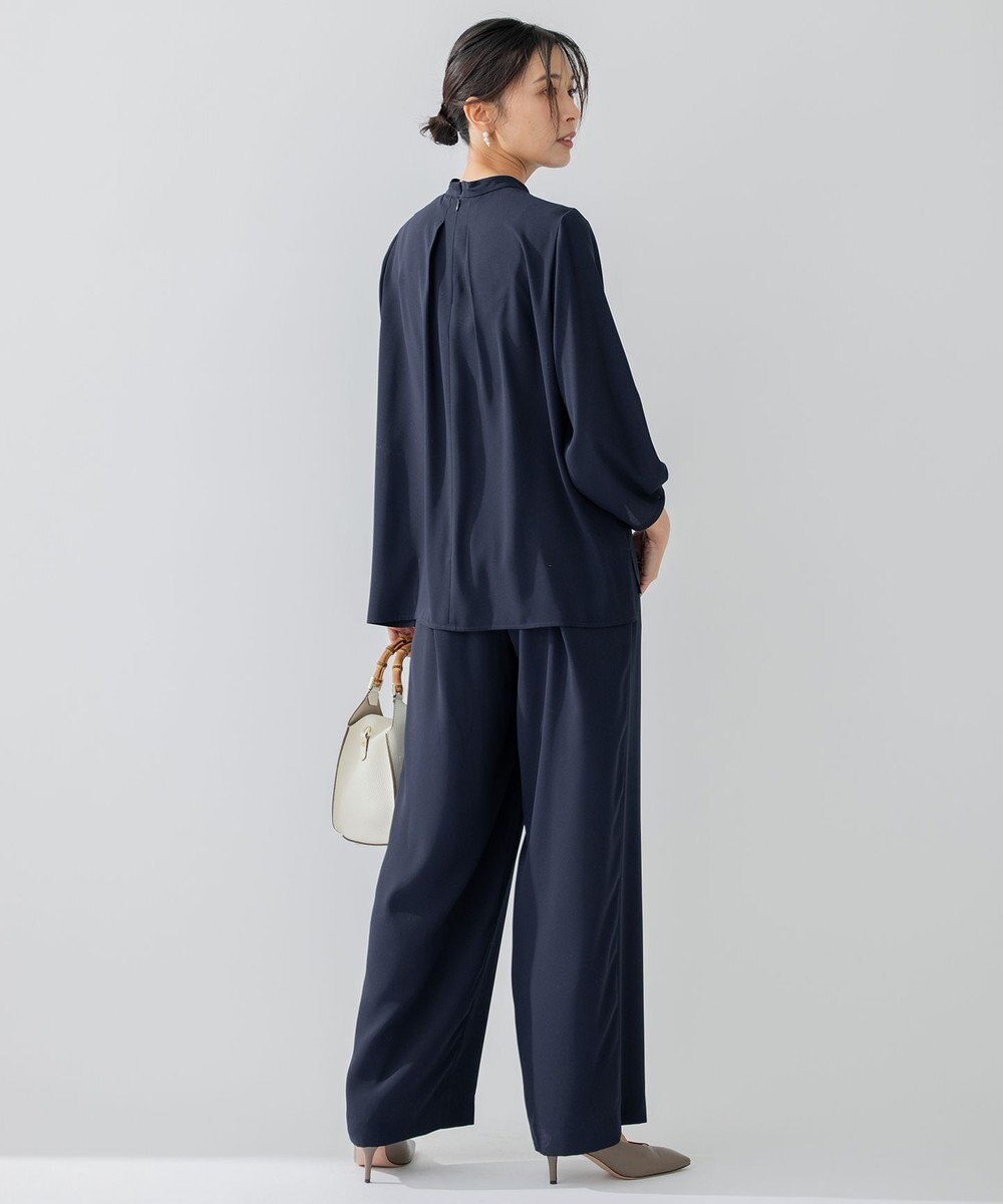 23区 【洗える】 バックサテンアムンゼン スタンドカラー ブラウス 