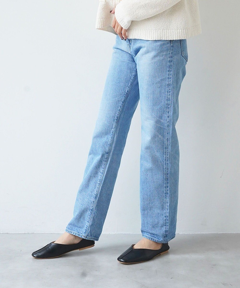 caqu modern straight レギュラーストレートデニムパンツ USED WASH 