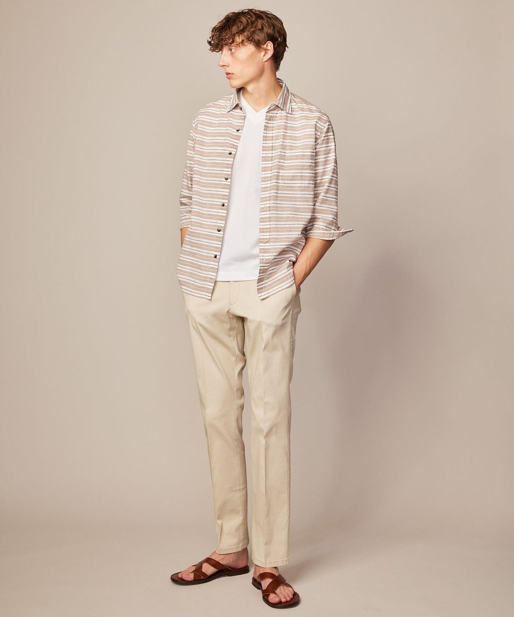 JOSEPH ABBOUD 【キングサイズ・オリジナルオーガニックコットン使用】JOE COTTONサッカー Vネック Tシャツ 