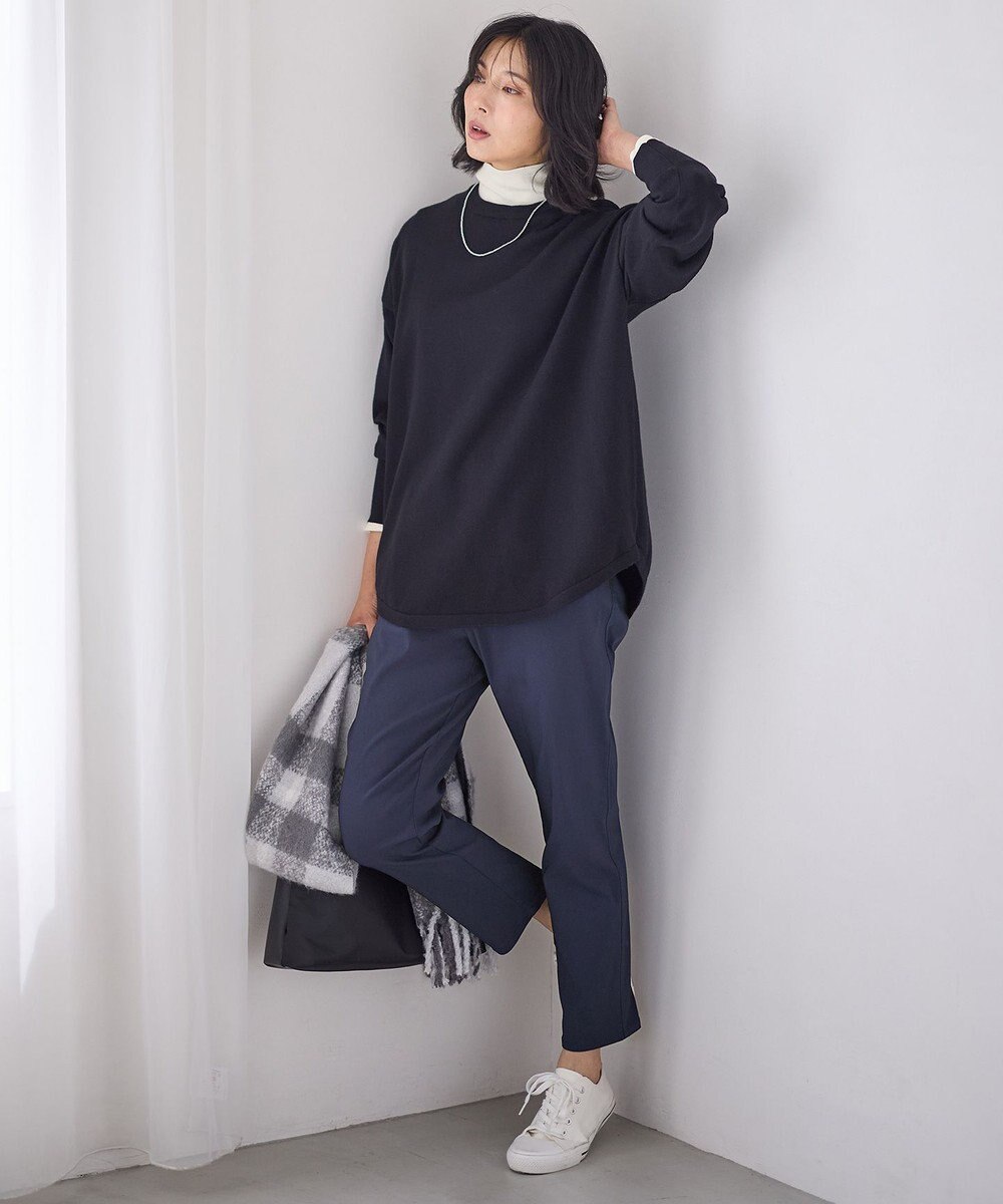 ANY L 【洗濯機可/ウエストゴム/ストレッチ/裏起毛】エブリデイベーシックテーパードパンツ 