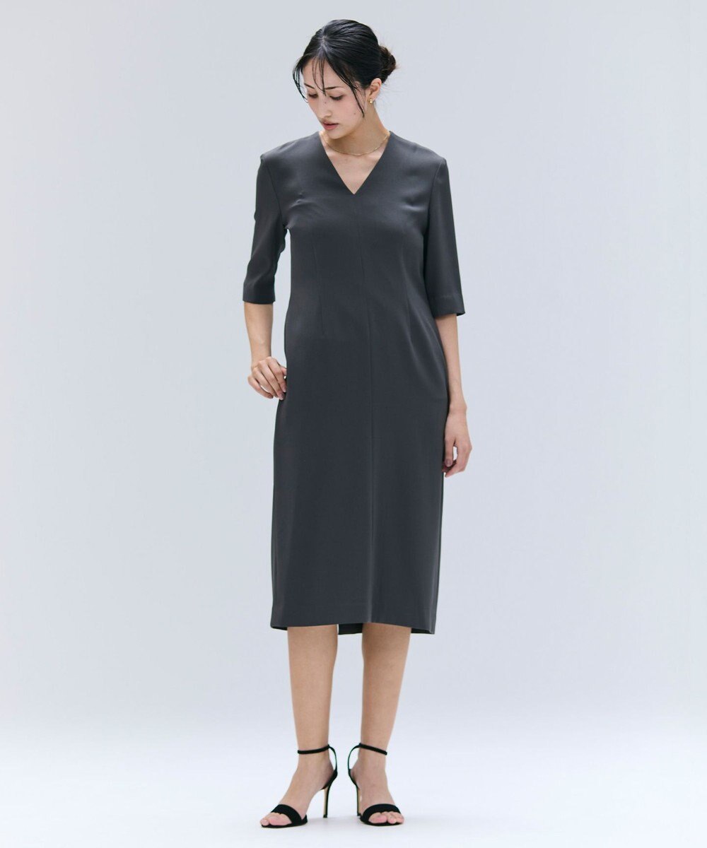 BEIGE， 【洗える・L-size】CINDY / Vネックハーフスリーブワンピース 